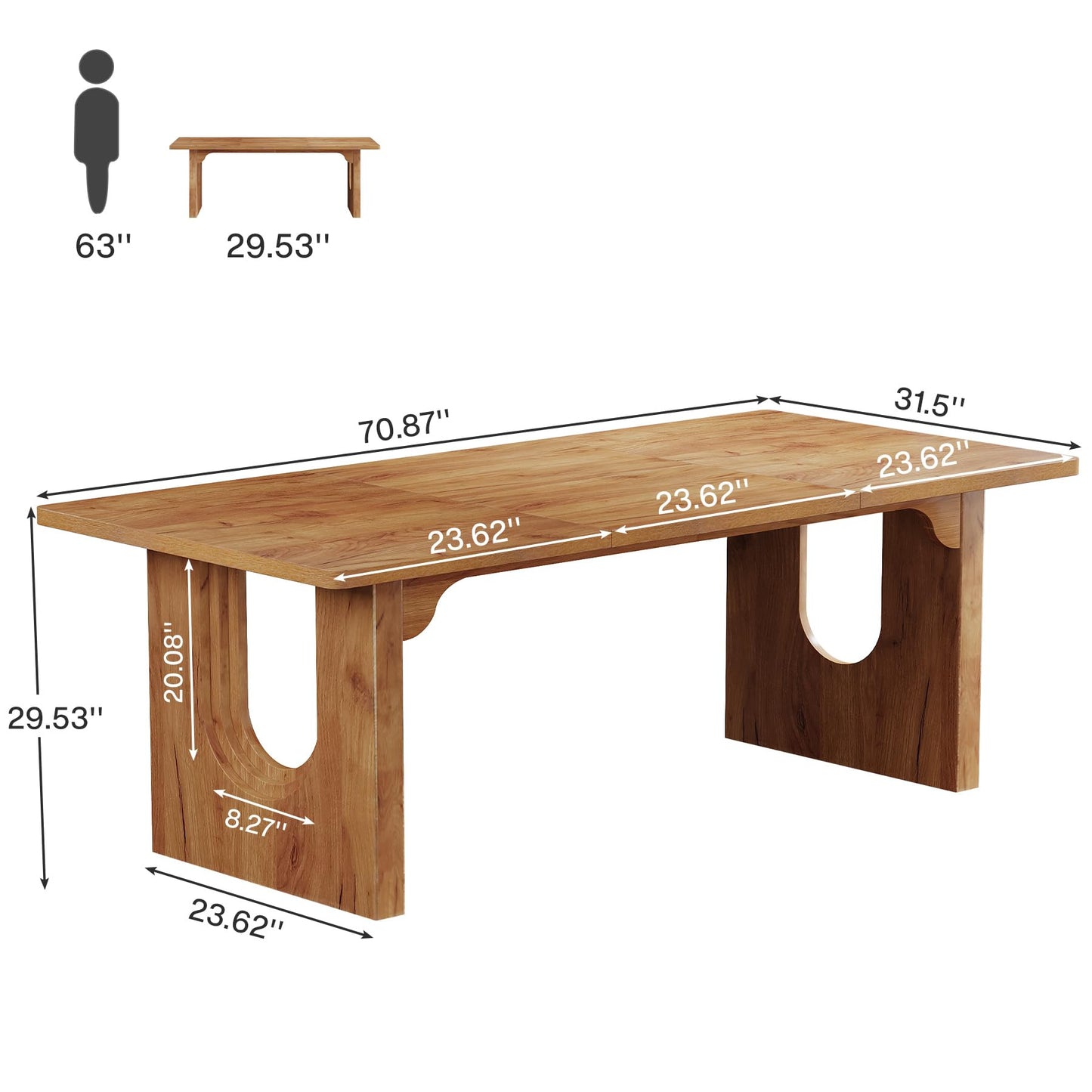 Tribesigns Modern Executive Desk, 70.9" Large Office Computer Desk, Conference Table Meeting Room Table, Simple Workstation Business Furniture for Home Office, Brown