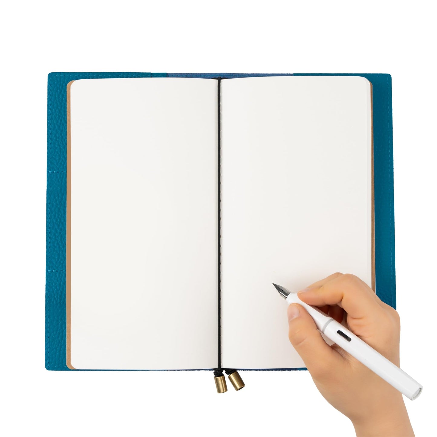 WANDERINGS Regular Size Travelers Notebook with Pockets - 4.5"x8.5" / 11.5cm x 22cm - Refillable Travelers Journal - A Beautifully Handcrafted Leather Journal in Artichoke, 100 GSM Blank Inserts
