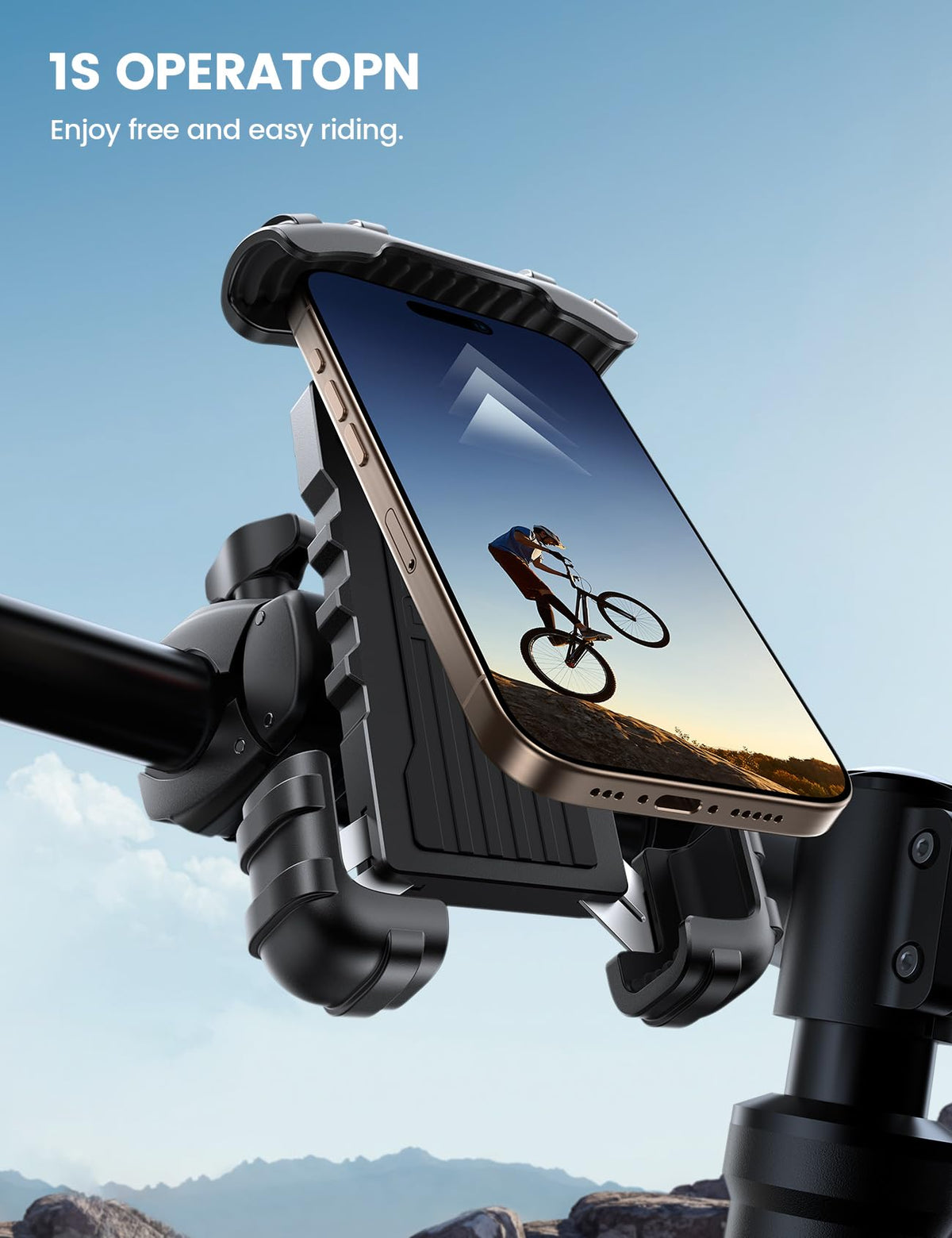 Lamicall Bike Phone Holder Mount - [Lockable & Rotating] Motorcycle Handlebar Phone Mount Clamp, Gifts, E-Bike, ATV Scooter Phone Clip for iPhone Air 17 16 15 14 Pro Max Plus, S20, 4.7-6.8" Cellphone