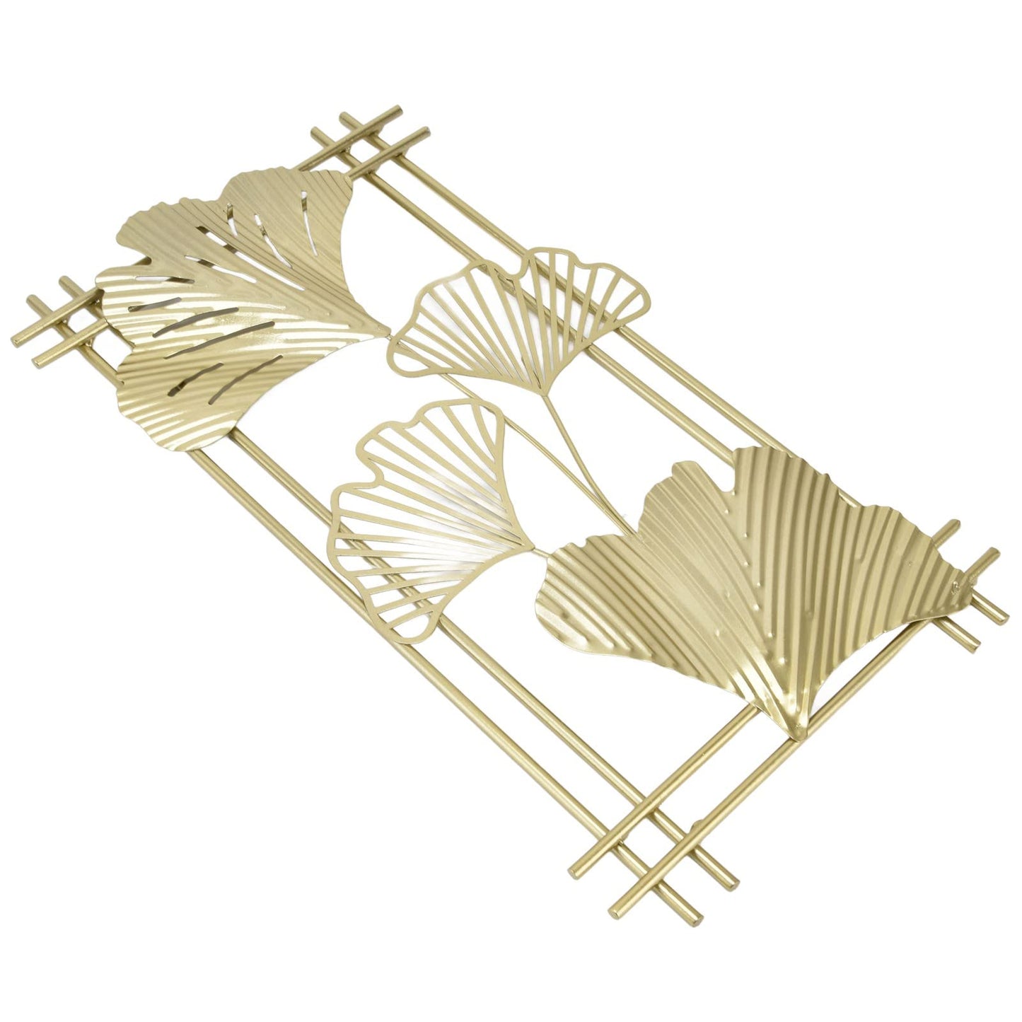Omabeta Gold Metal Wall Decor, Aristocratic Luxurious Golden Leaf Wall Sculpture Assembly Free Elegant for Hotel
