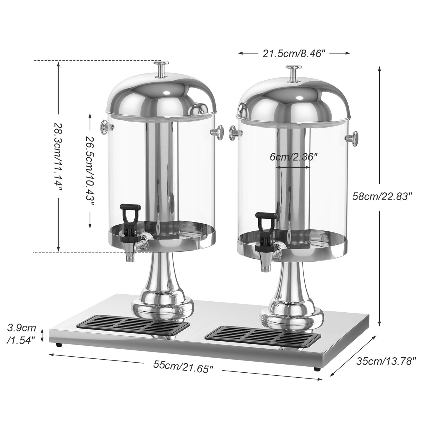 GOOFCXO Beverage Dispensers, 4.4 Gallon/16-L Commercial Beverage Dispenser Cold Drink Dispenser Stainless Steel Drink Dispensers with Centre Ice Core and Stand Drip Trays for Parties Pub Cafeteria