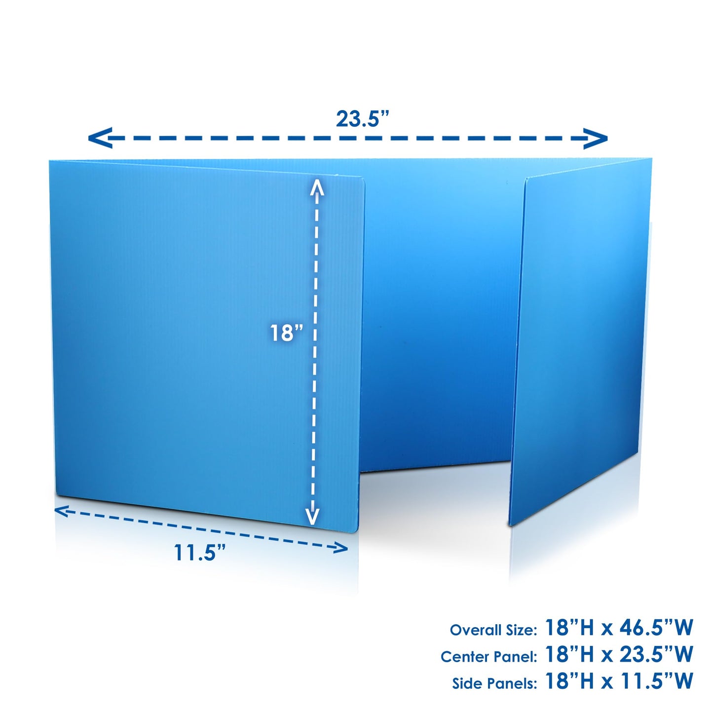 Flipside Products 18”x 46.5” Blue Plastic Study Carrel, Privacy Boards, Premium Corrugated Plastic, Student Privacy and Focus Booth for The Classroom, Desk Divider Cubby for Tests, Made in USA 12 Pack