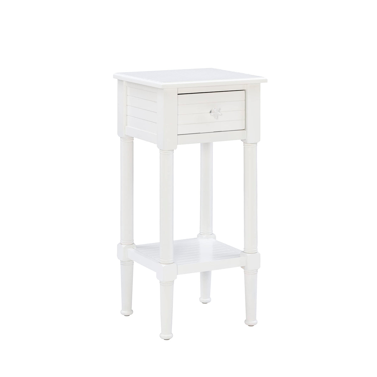 Linon Raleigh White Small Accent Table with Starfish Knobs