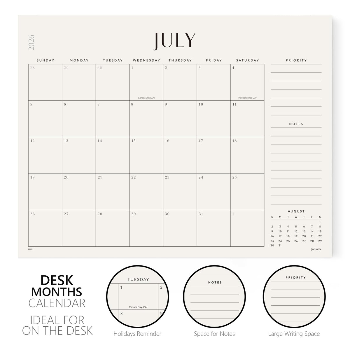 Jotsome Large Desk Calendar 2026-2027, Desk Pad Calendar From Now to June 2027 22x17 inch, Desk Blotter Calendar for Home and Office, Easy Planning (Beige, 17" x 22")