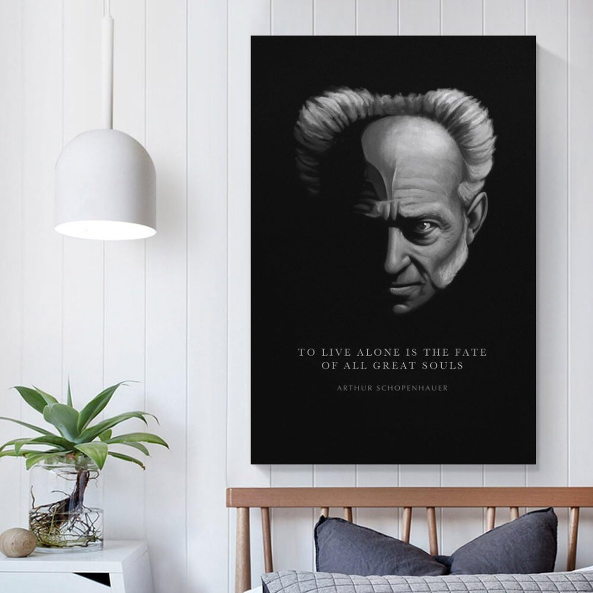 Arthur Schopenhauer Quote To Live Alone Fate Of Great Souls Canvas Printing Wall Art Scandinavian Bohemian Prints Wall Decor Posters for Living Room Bedroom Office Study 16x24inch(40x60cm)
