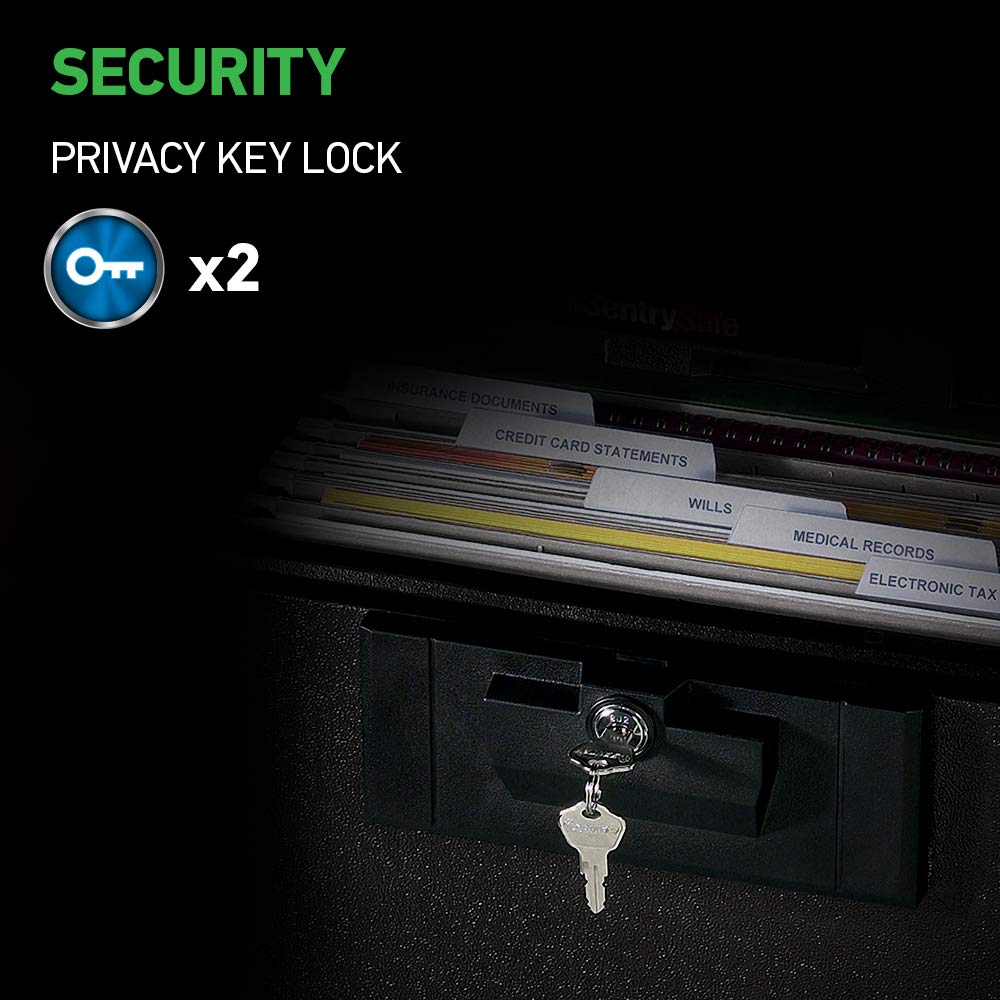 SentrySafe Black Fireproof Document Box with Key Lock, Safe Secures Files and Documents for Home or Office, 0.61 Cubic Feet, 13.6 x 15.3 x 12.1 inches, 1170