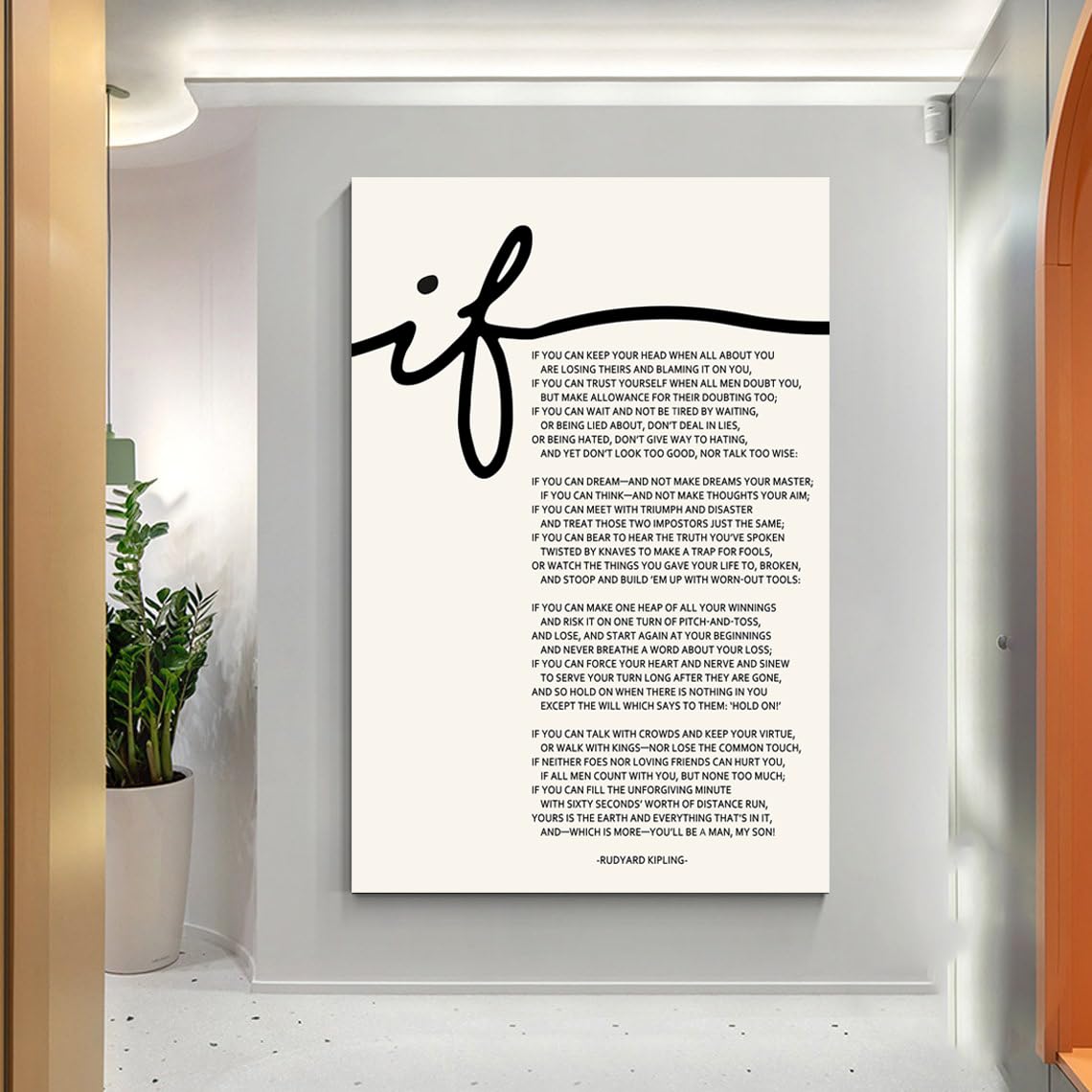 Mokihidream If Poem Inspirational Framed Canvas Print Wall Art If Poem by Rudyard Kipling Motivational Poetry Wall Decor If Poster Font Quote If Kipling Home Office Inspirational Literature Art