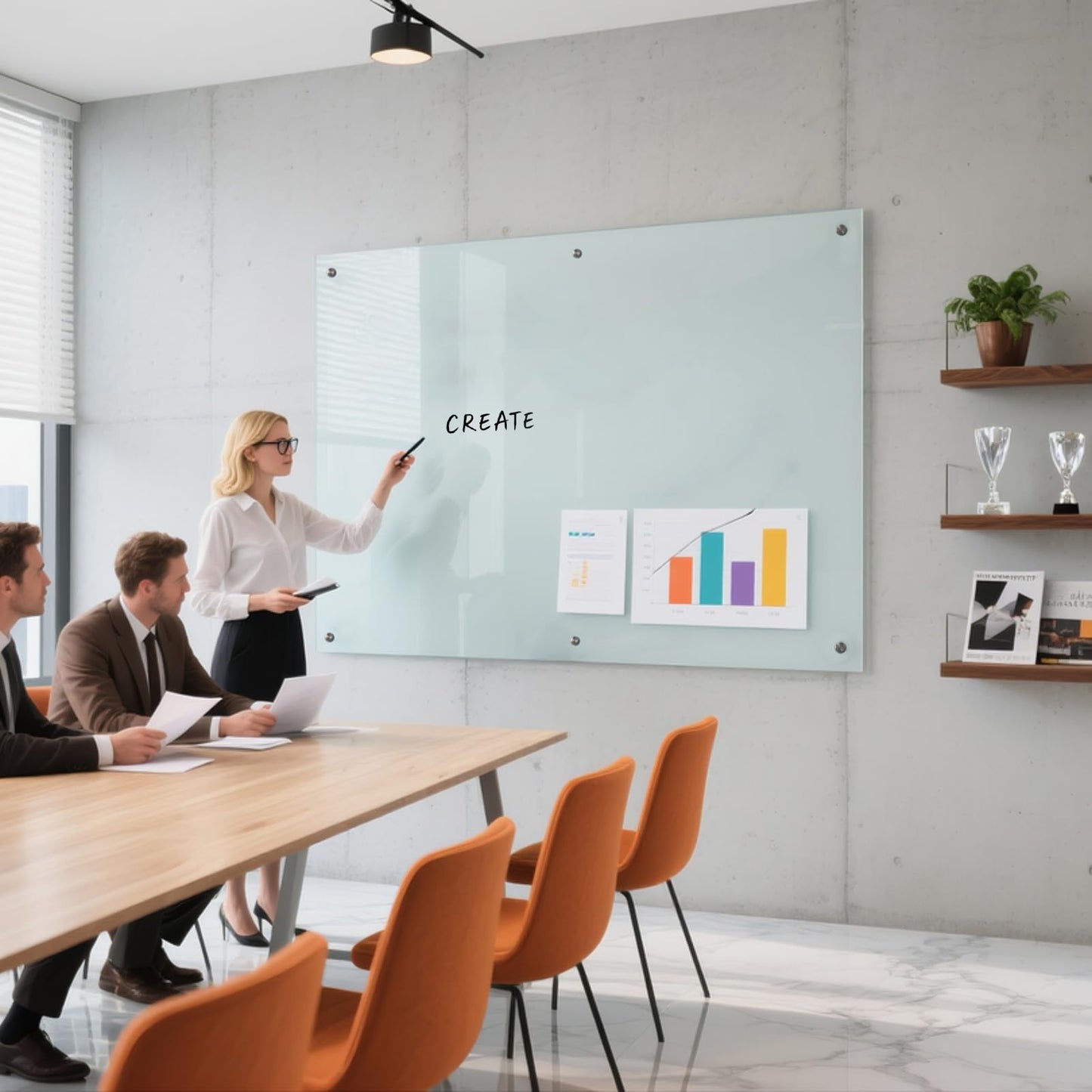 JYYPWB Magnetic Large Glass Board 72"x 48" Dry Erase Writing Board Premium Tempered Glassboard Frameless Message Board with Full Accessories Wall Mounted White Board