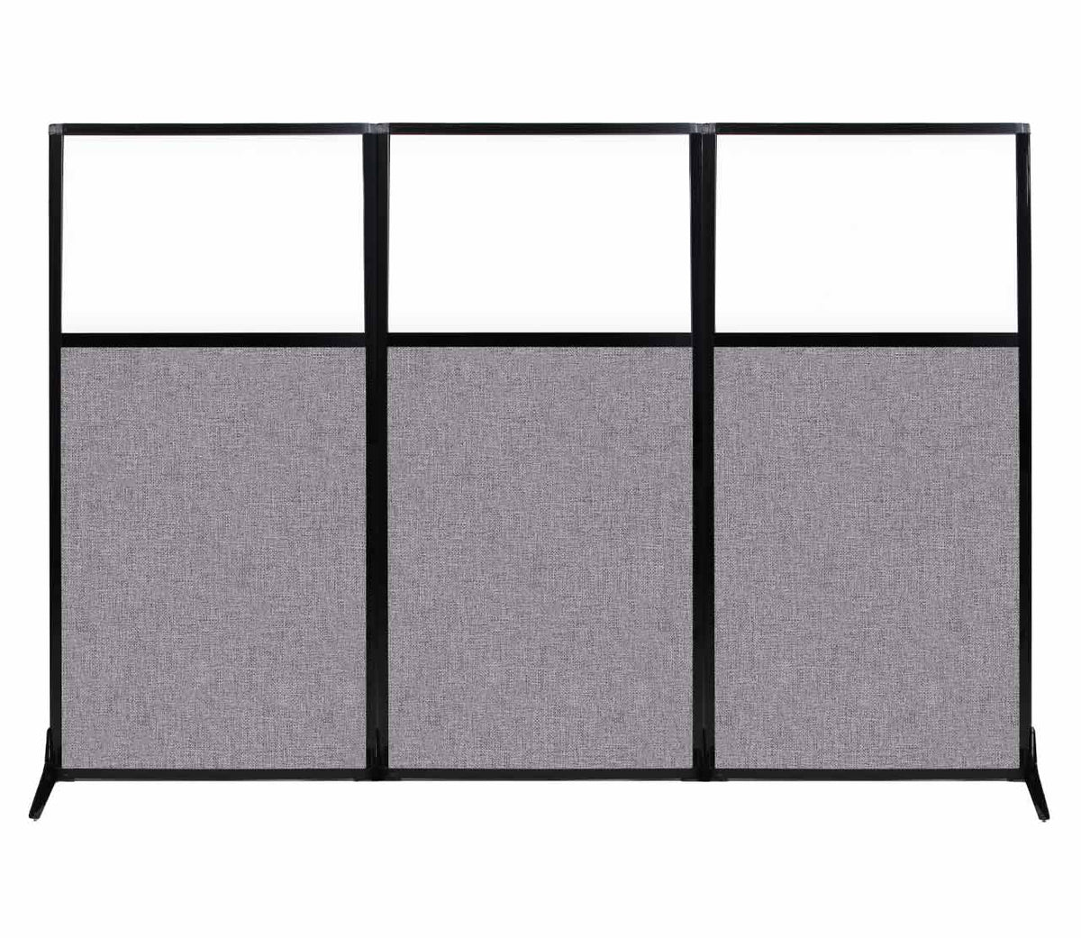 Versare Workstation Partition | Portable Wall Divider | Modern Office Cubicle | Free Standing Privacy Screen | Flexible Work Space | 99" x 70" W/Window, Cloud Gray Fabric Panels