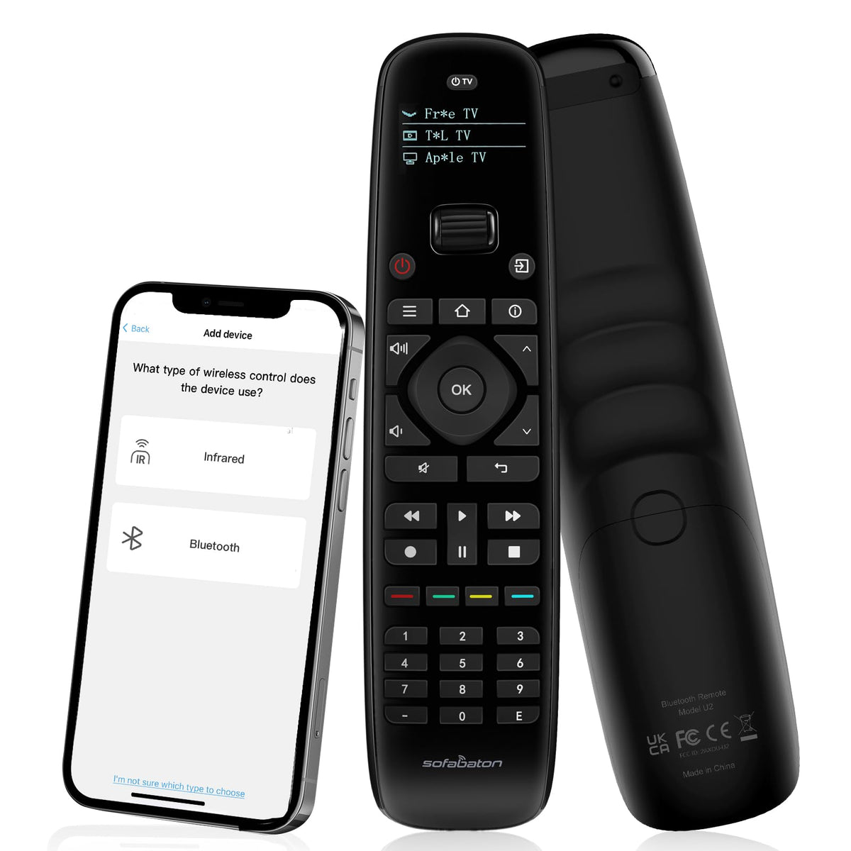 SofaBaton U2 Universal Remote (with Backlight), All-in-One Smart Universal Remote Control with Customized APP for TV/Soundbar/DVD/Blu-ray/Projector and More, Macro Buttons & Extended Infrared Range