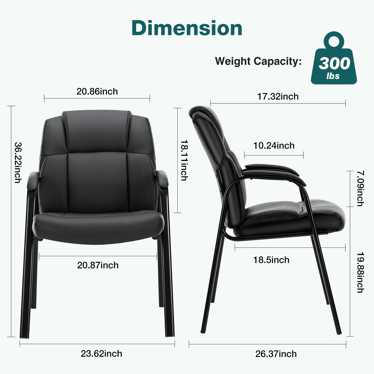 OLIXIS Waiting Room Chair Set of 6, Leather Office Desk Reception Guest Stationary Side Chairs with Padded Arms for Home Conference Lobby Area Meeting Church Medical Clinic Elderly Student