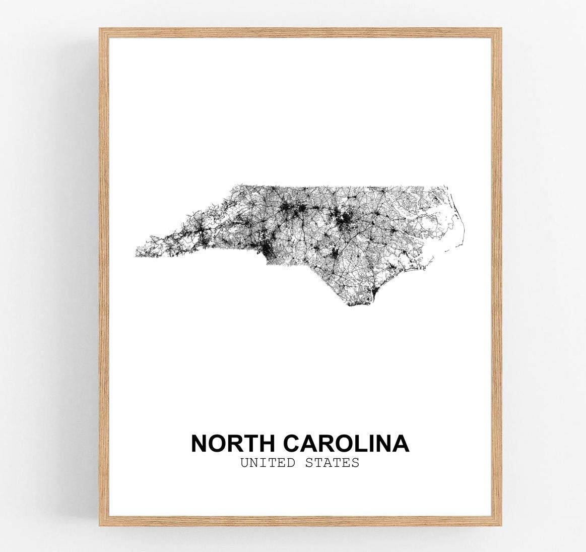 Eleville 8X10 Unframed North Carolina United States Country View Abstract Road Modern Map Art Print Poster Wall Office Home Decor Minimalist Line Art Hometown Housewarming wgn189