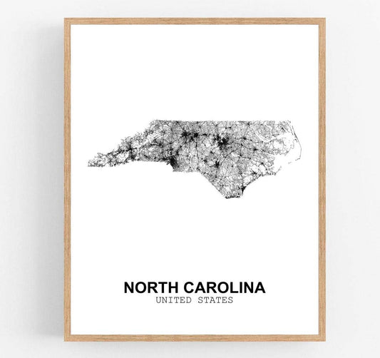 Eleville 8X10 Unframed North Carolina United States Country View Abstract Road Modern Map Art Print Poster Wall Office Home Decor Minimalist Line Art Hometown Housewarming wgn189