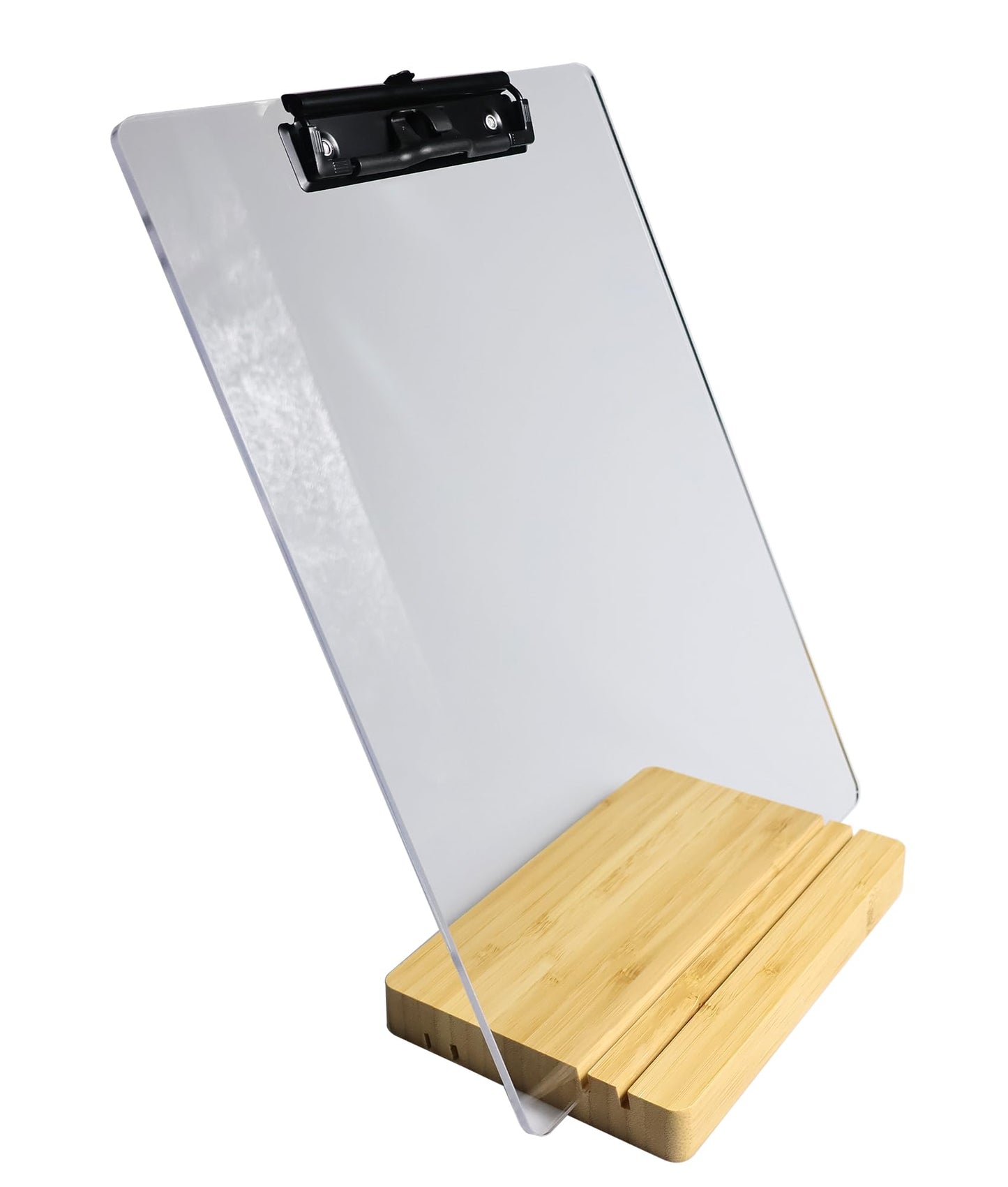 Clipboard with Stand,Clear Acrylic Freestanding Clipboard with Pen Holder,Sign Holder,Document Typing Paper Stand,Menu Display Board,Receipt Holder (8.5"×11")