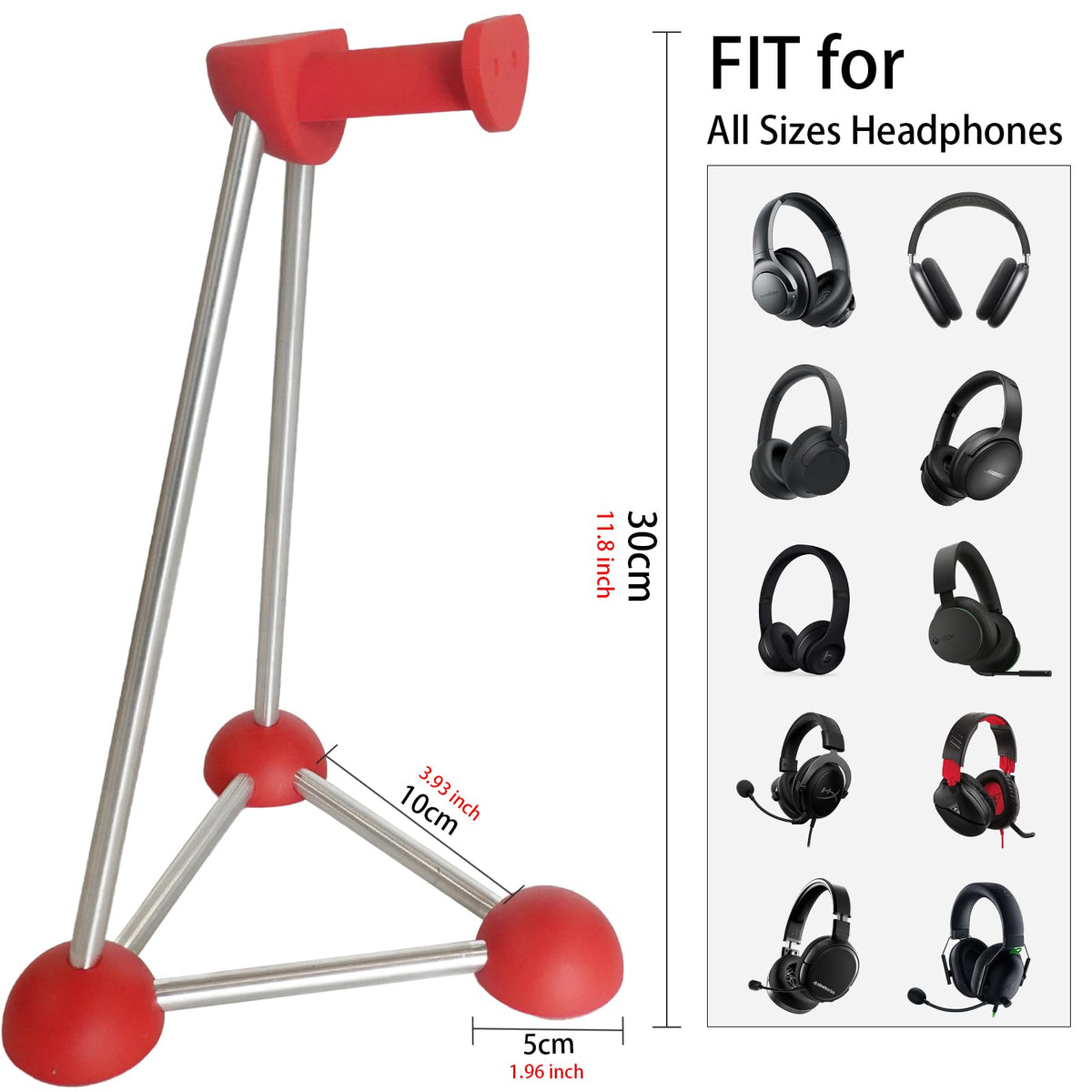 Headphone Stand, Desktop Headset Holder, Desk Earphone Stand, Gaming Headsets, for SteelSeries/Logitech/HyperX/Sony/Beats/Sennheiser/Anker/Xbox, and All Headphones. (red)