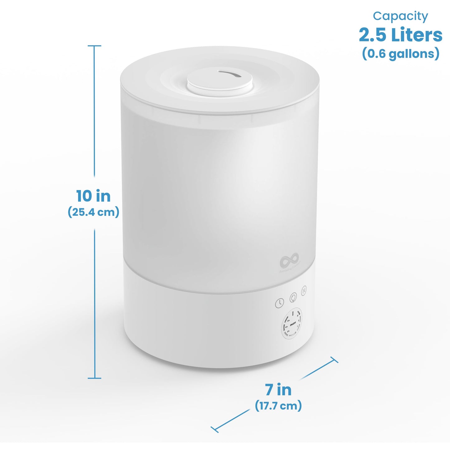 Everlasting Comfort 2.5L Top Fill Humidifier for Bedroom – Quiet, Easy to Fill & Clean, 24HR Runtime, Night Lights, Timer, Ultrasonic Cool Mist, Auto Shut-Off, Essential Oil Diffuser - White