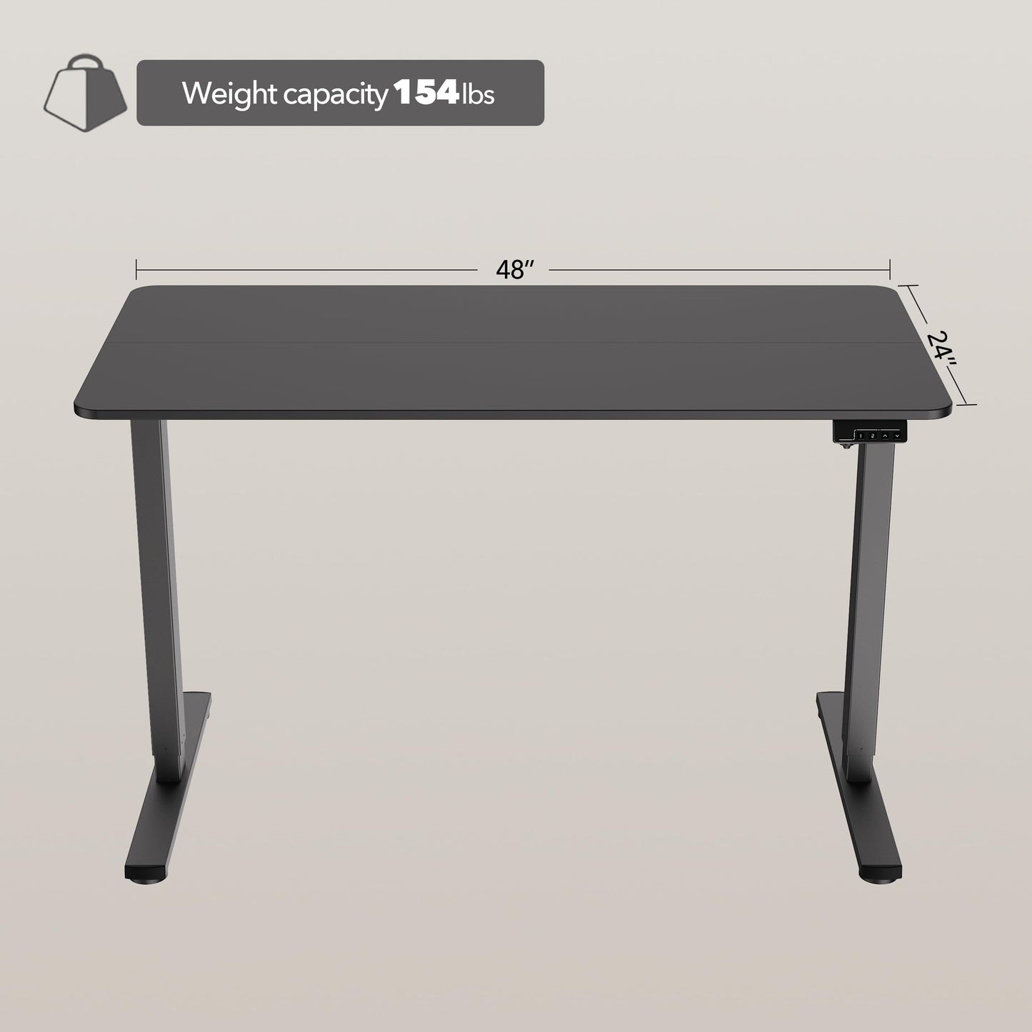 LongKe Electric Standing Desk Adjustable Height, 48x24 Inches Sit Stand up Desktop for Home Office, Ergonomic Rising Computer Table with Memory Preset, Black