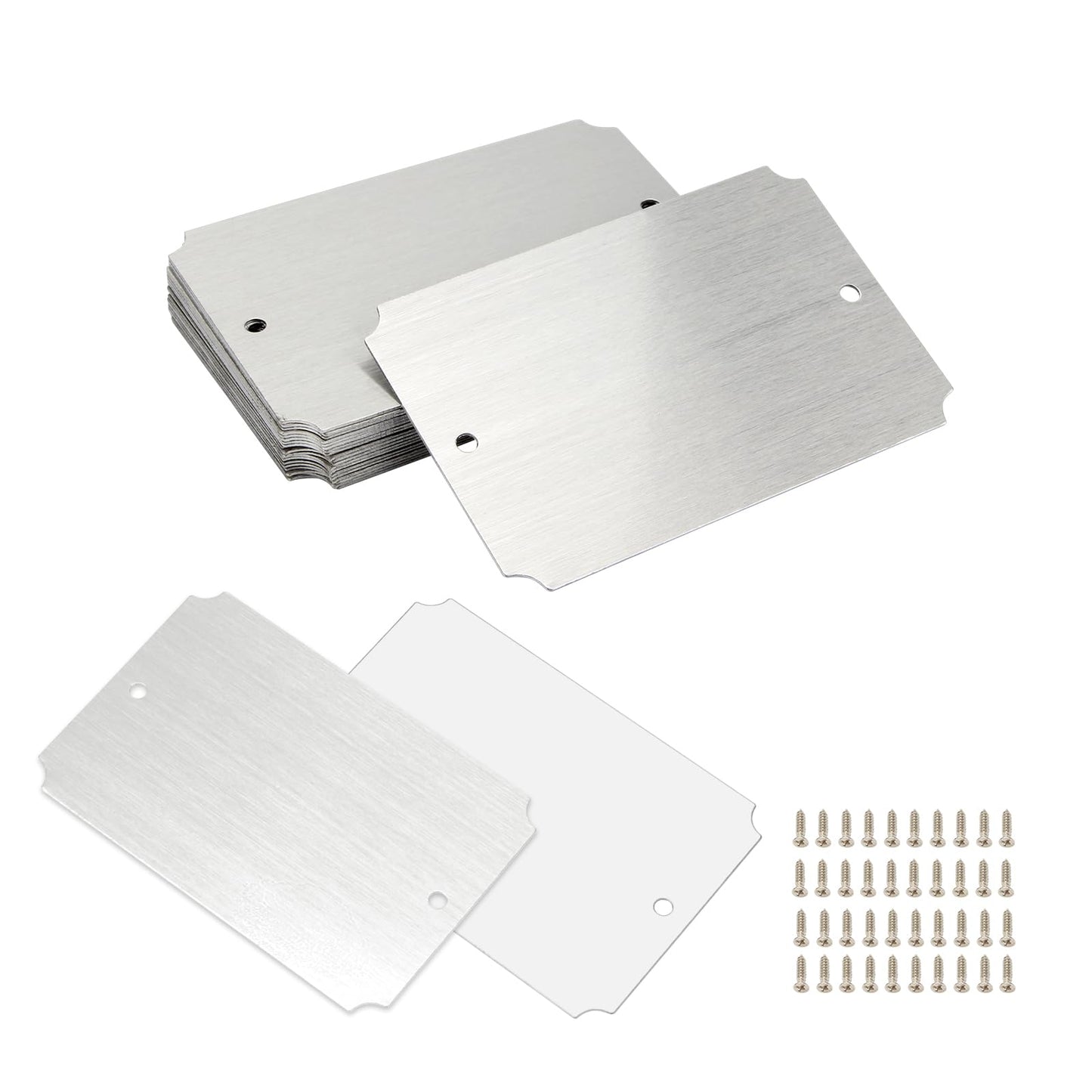 20 Pcs Name Plates Laser Engraved, Plaques Personalized Engraved, Solid Metal Plate, Name Plate for Desk, Personalized Plaque Blank, Custom Name Tag, Laser Engraving Blanks (2'' X 3'') (Silver)