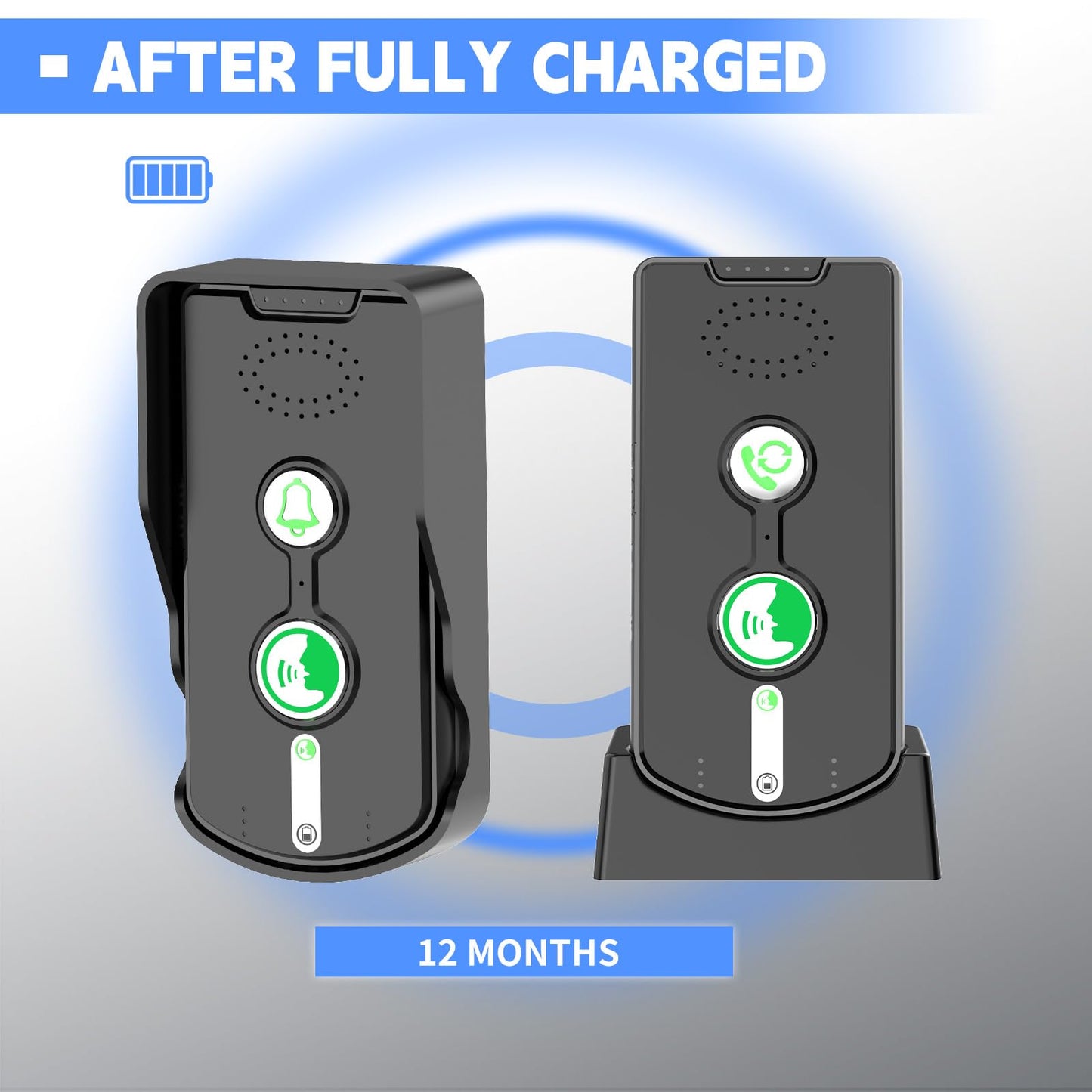 2 Way Wireless Doorbell Intercom Indoor Outdoor, Long Range Door Intercoms System for Home with Waterproof Cover Rechargeable Battery,30 Days Long Standby Time 5 Level Volume Adjustment（3 Pack）