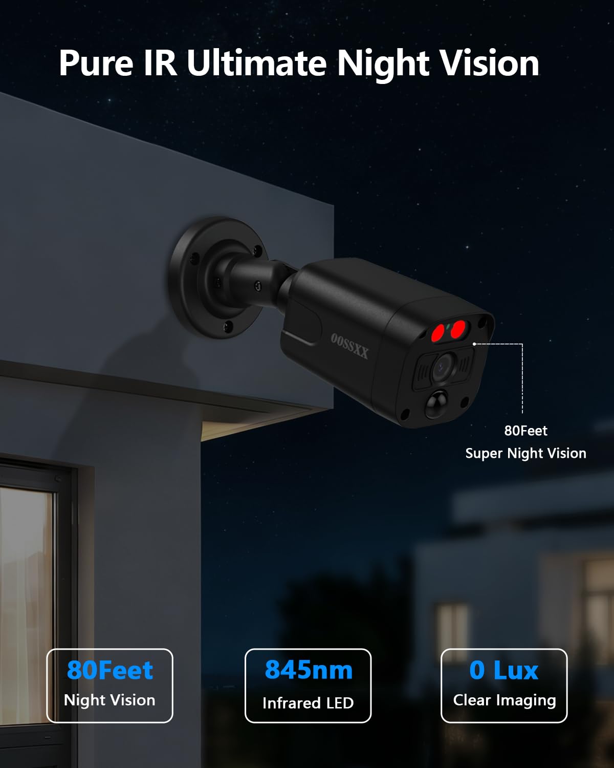 OOSSXX (4K/8.0 Megapixel & 130° Ultra Wide-Angle) 2-Way Audio PoE Outdoor Home Security Camera System Wired Outdoor Video Surveillance IP Cameras System
