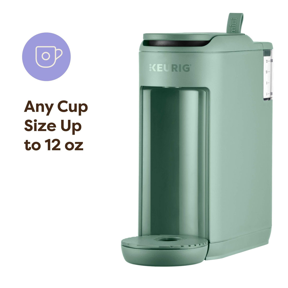Keurig K-Mini Mate Single Serve K-Cup Pod Coffee Maker, Brews Up to 12 oz Cup, Compact Portable Coffee Machine for Small Spaces, Great for Dorms & Offices, Glamping Green