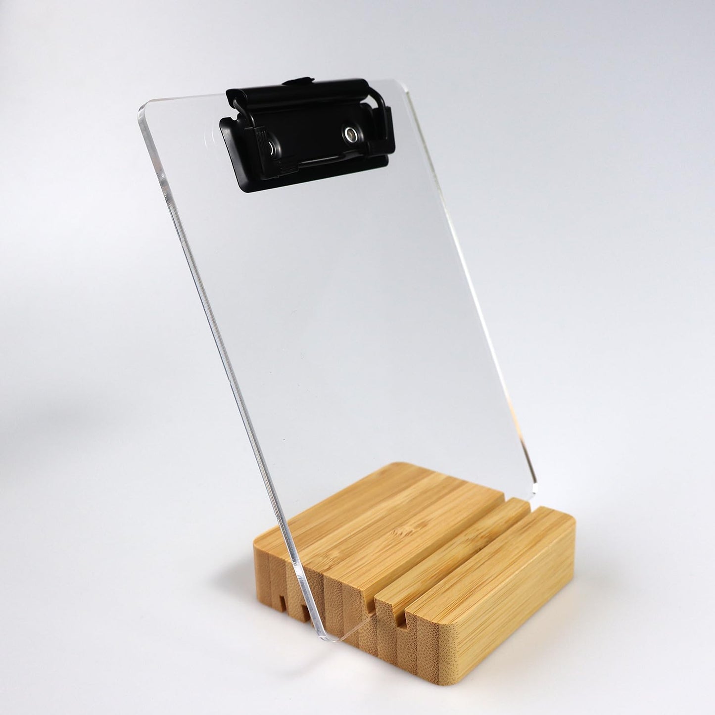 Mini Clipboard with Stand,Clear Acrylic Freestanding Small Clipboard A6 Size,Sign Holder,Document Typing Paper Stand,Menu Display Board,Receipt Holder (4"×6")