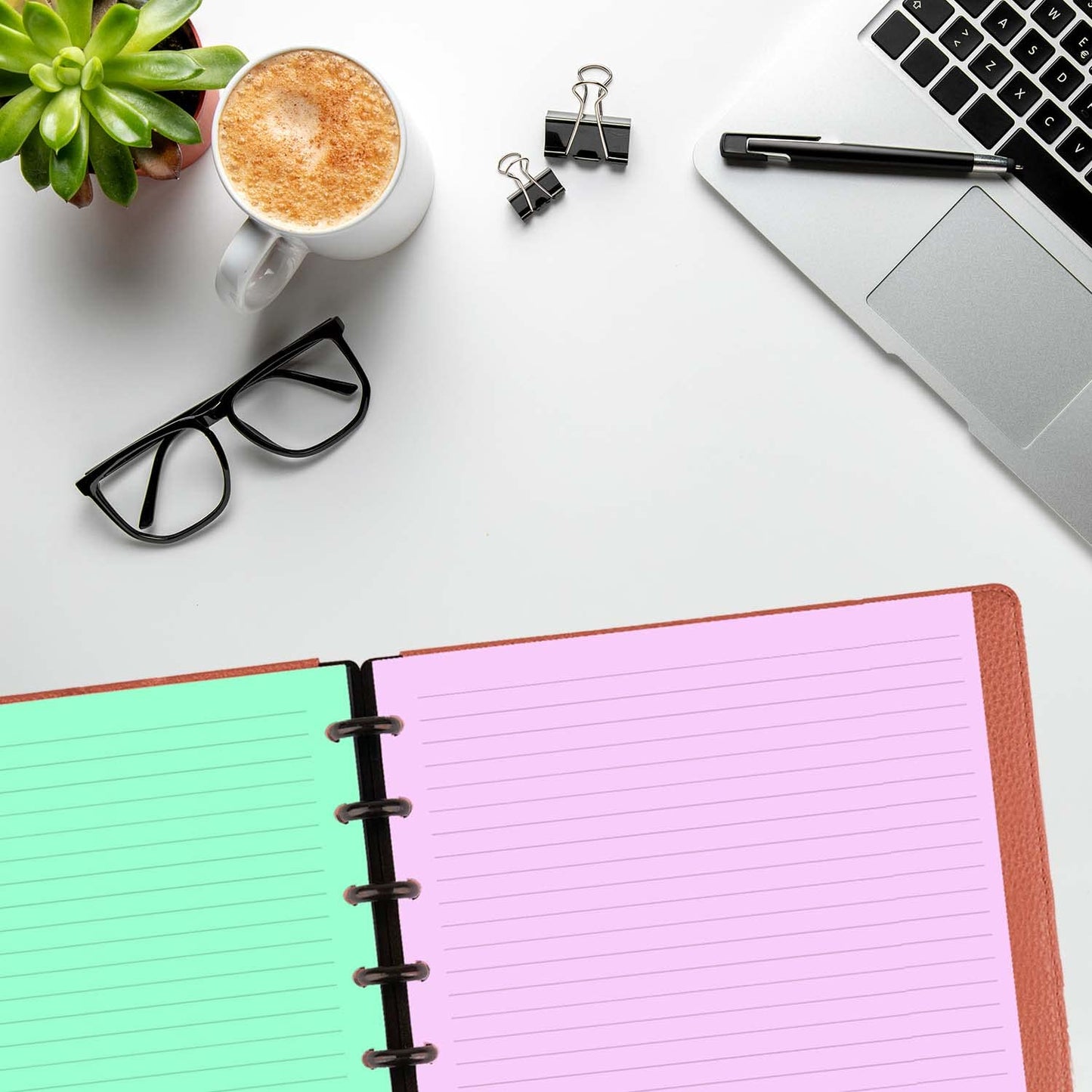 Letter Size Refills Paper, A4 Tul Paper for TUL Note-Taking System Discbound Notebook Planner Inserts, 5 Colors(20 Sheets/C), Total 100 Sheets/200 Pages, College ruled, Tul Paper Refills 8.5 x 11 In
