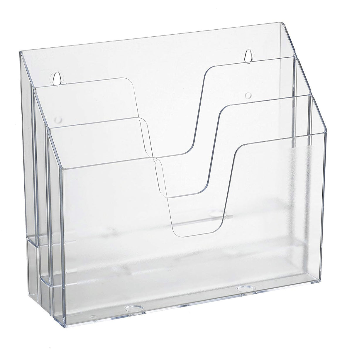 Acrimet Horizontal Triple File Folder Holder Organizer, Open Top Desktop Document Sorter for Letter Size Papers & Folders, Plastic (Clear Crystal)