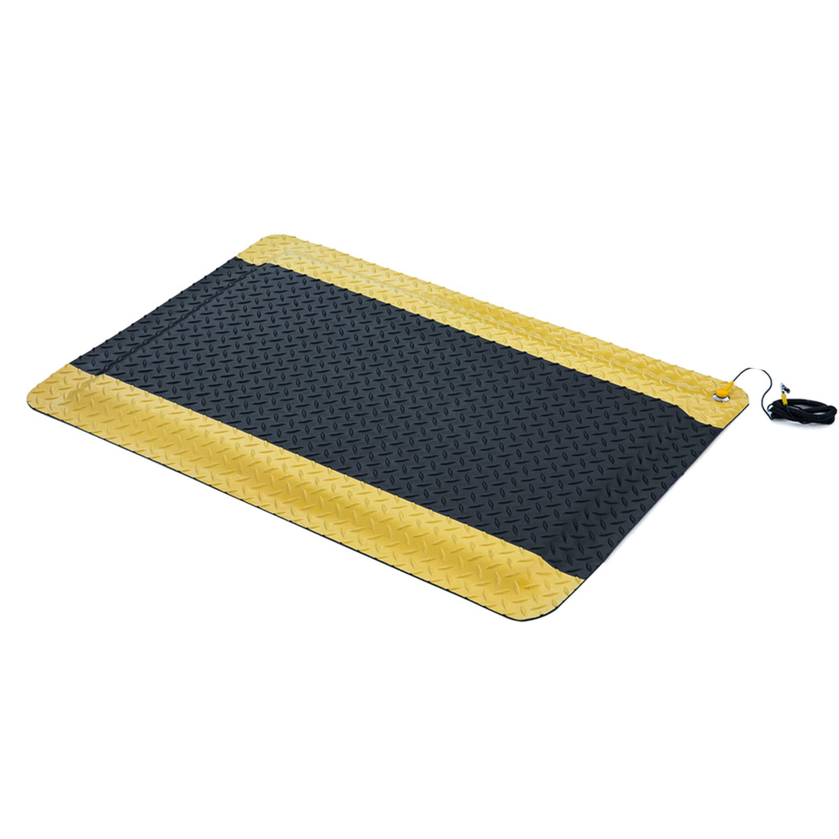 2' x 3' ESD Anti-Fatigue Conductive Mat, Durable Heavy Duty Diamond Plate, Non Slip Waterproof Floor Mats for Commercial&Industrial Work, Thick 3/4” with Yellow Border