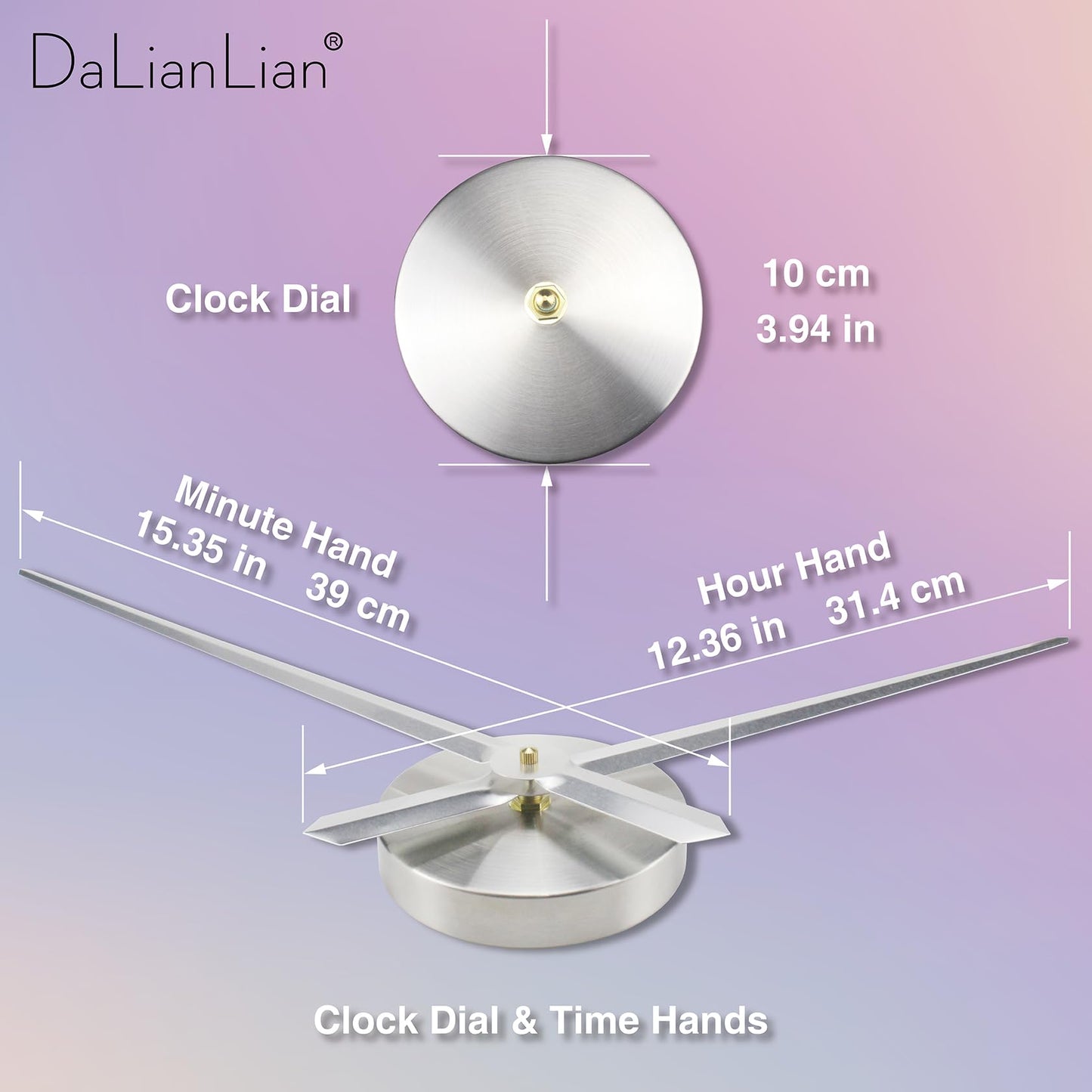 DaLianLian DIY Wall Clock Large Frameless 3D Clock Mirror Effect Classical Roman Numerals Wall Sticker Metal Hands Silent Quartz Movement Decor for Living Room, Bedroom, Office (Silver)