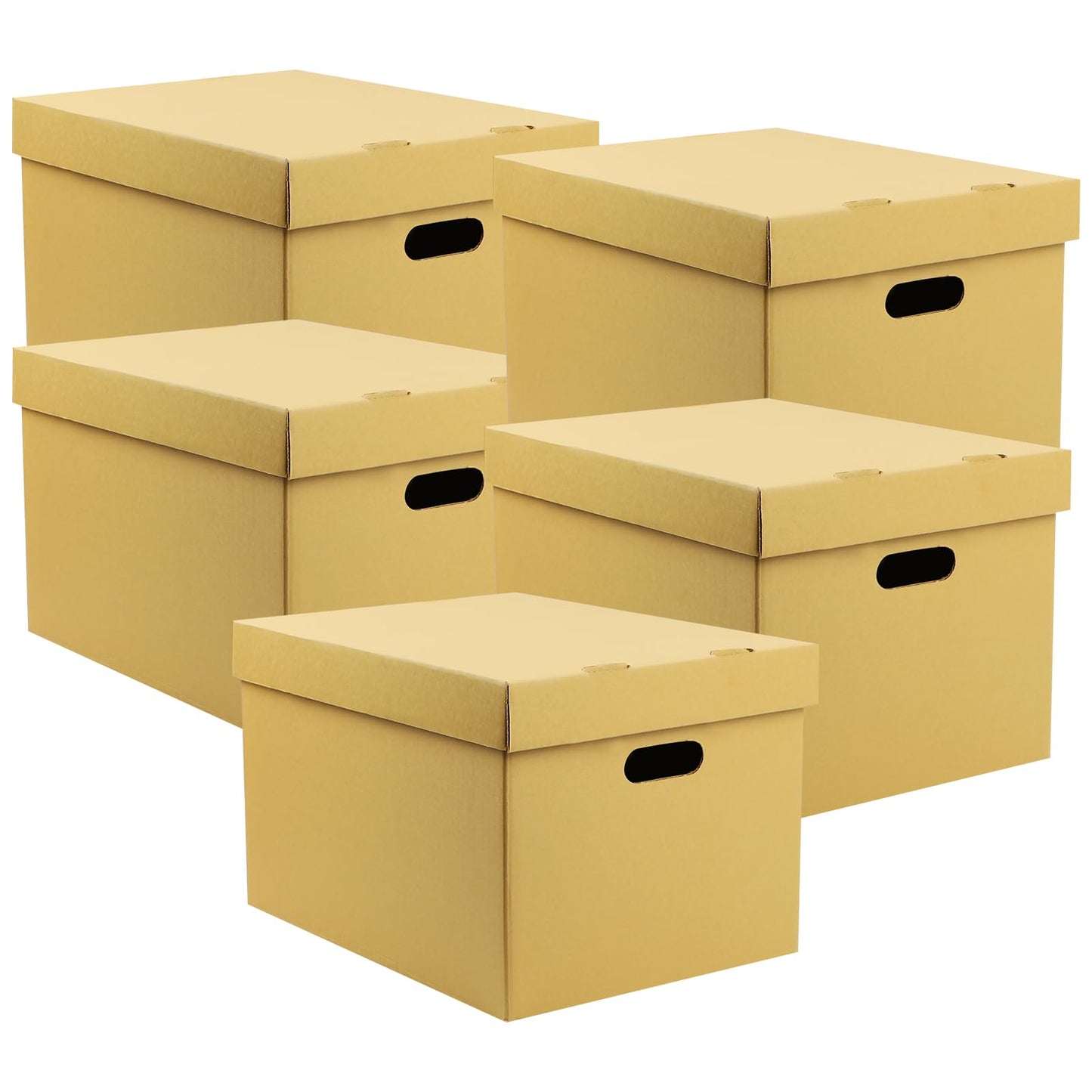Lineco, Archival Storage Cartons, Ready-To-Assemble, for Documents or Photos, Acid-Free, Buffered Corrugated Board, 12 x 15 10 in, Tan, Pack of 5