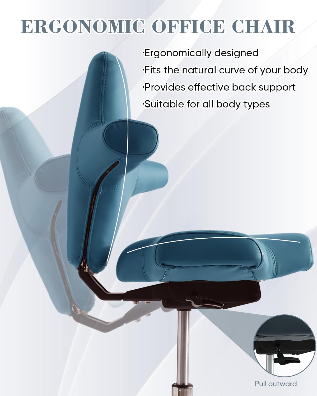 LIMKOMES Ergonomic Desk Chair with Multi-Functional Sitting Posture, Executive Chairs for Home Office Comfortable Lumbar Support (Blue)
