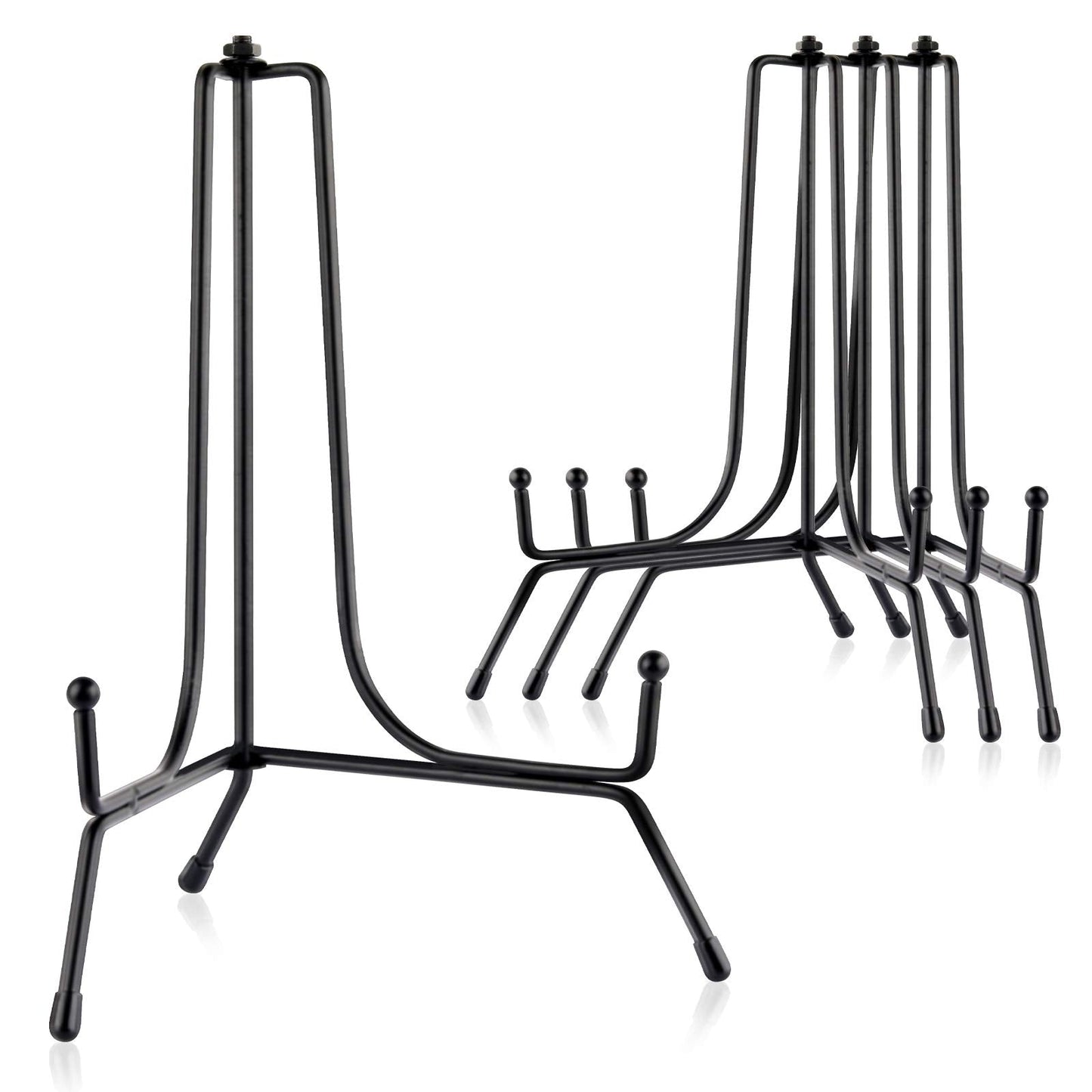 Mocoosy 4 Pack 8 Inch Improved Anti-Slip Plate Stands for Display, Plate Holder Display Stand, Picture Frame Holder Stand, Black Iron Easel Stands for Photo, Decorative Plate, Tablets and Table Art