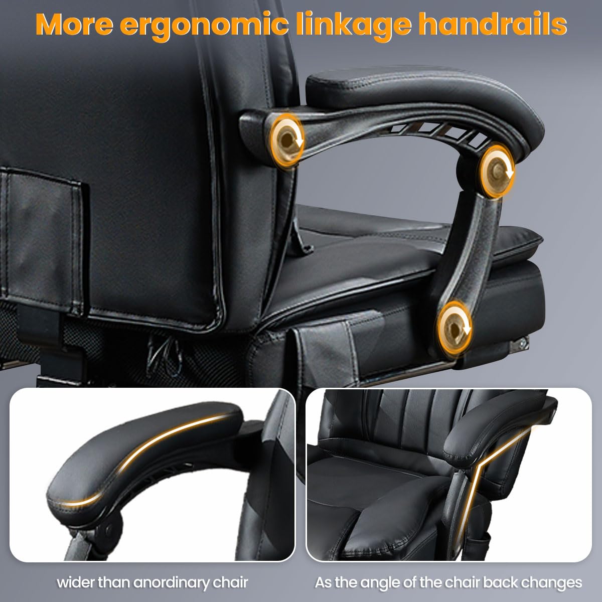 6 Points Vibration & Heat Massage Office Chair with Foot Rest,500lbs Big and Tall Office Chairs,Ergonomic Reclining Desk Chair for Home Office,Gaming