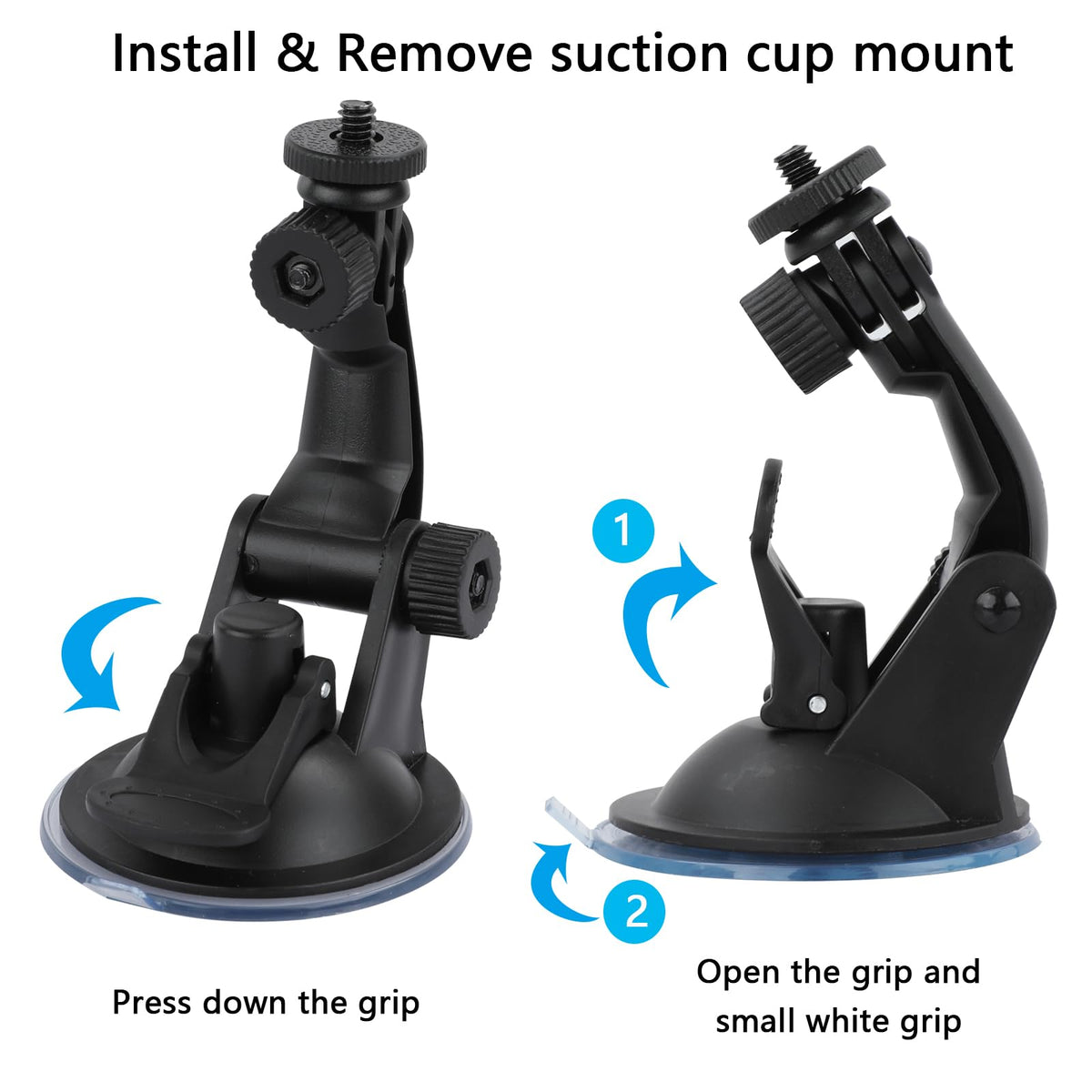 Action Camera Accessories Kit Compatible with Gopro Hero 13 12 11 10 9 8/AKASO EK7000/Brave 4/Brave 7 LE/DJI Osmo Action 5 pro/ODDV/Sjcam/Icefox, Selfie Stick Suction Cup Mount Floating Handle Grip