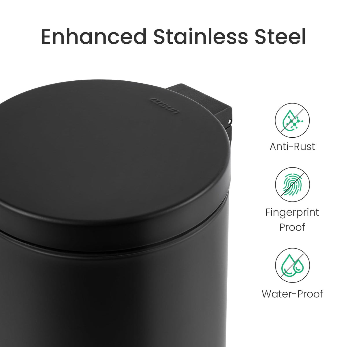 Cesun 1.2 Gallons Small Black Trash Can, Bathroom Garbage Can with Lid and Foot Pedal, Mini Round Wastebasket for Bathroom, Bedroom, Office, 4.5 Liters / 1.2 Gallons, Matte Black