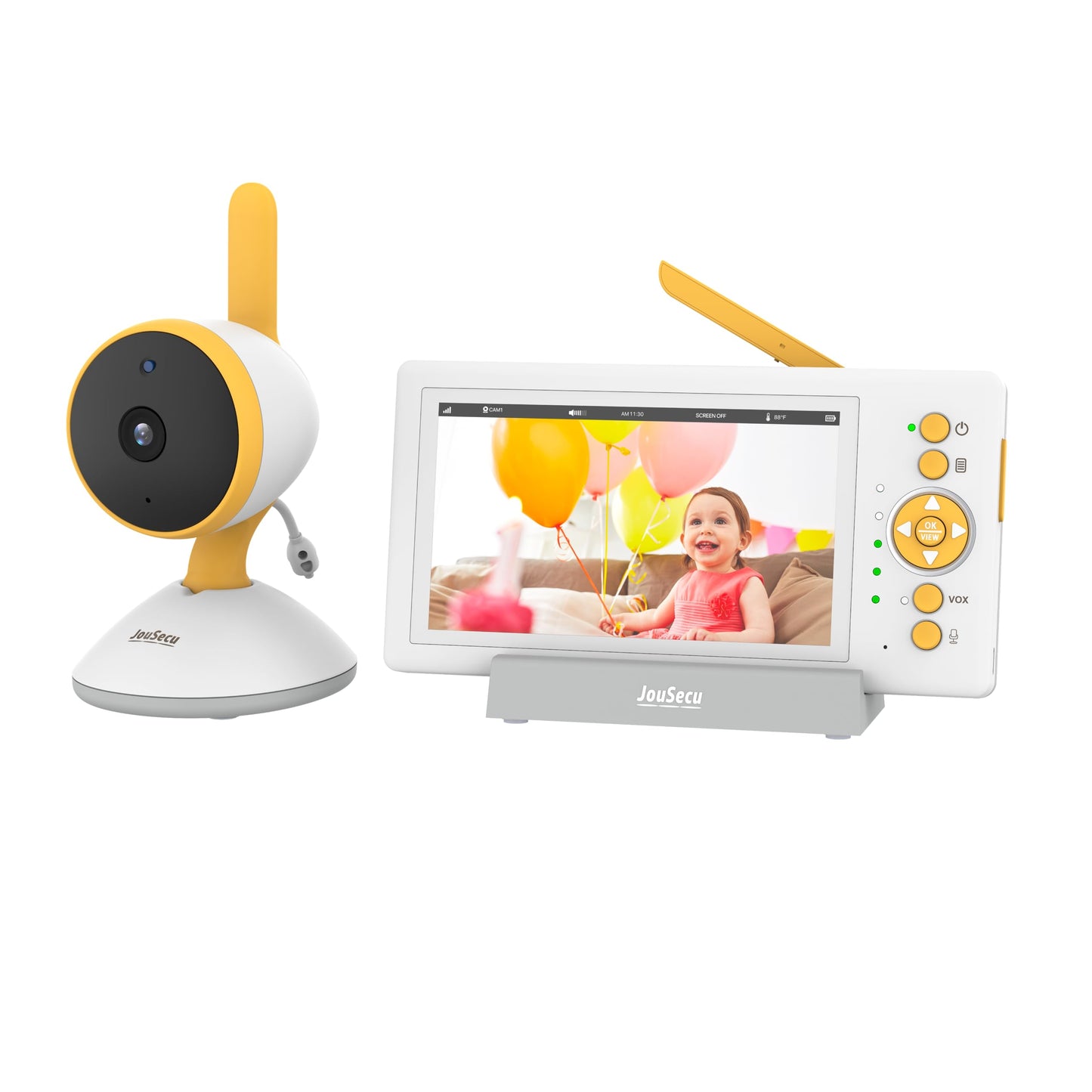JouSecu Baby Monitor No WiFi, 5" 720P HD Screen Baby Monitor with Camera and Audio with 30hrs Long Battery Life, Baby Camera Monitor Two-Way Talk, VOX, Infrared Night Vision, Temperature Monitoring