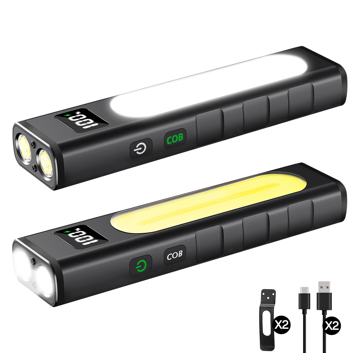 Rechargeable Flashlights High Lumens 1800, Flat EDC Flashlight Rechargeable, Magnetic Pocket Flashlight Super Bright, Powerful LED Flashlight for Home, Tactical Flash Lights as Christmas Gifts for Men
