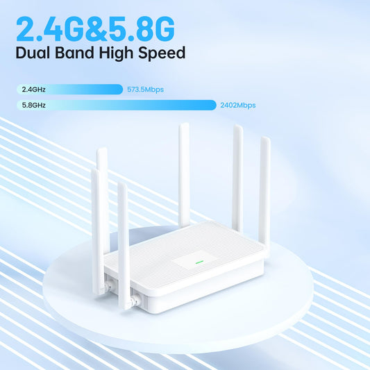UeeVii WR3000K WiFi6 AX3000 WiFi Router, Dual Band 6-Antennas Wireless Router, Suitable for Wireless Bridge and AP, One-Click WPS&MESH, Good Heat Dissipation