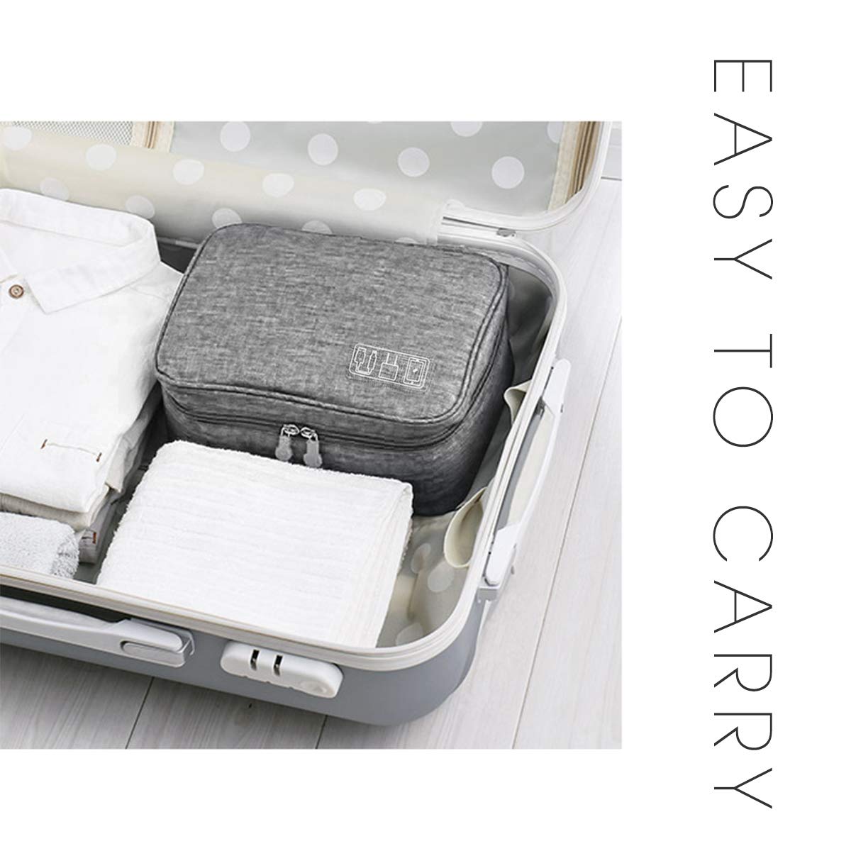 OrgaWise Electronics Organizer, Electronic Accessories Bag Travel Cable Organizer Three-Layer for iPad Mini, Kindle, Hard Drives, Cables, Chargers (Three-Layer-Grey)
