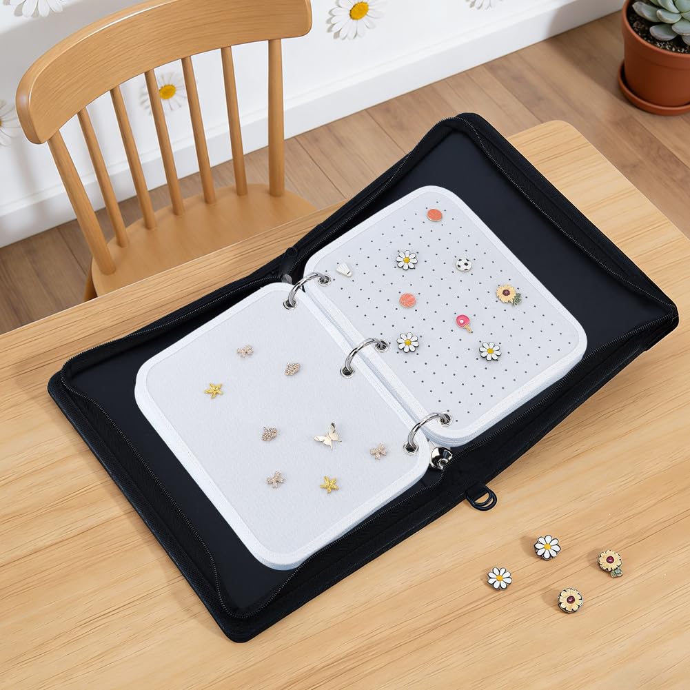PH PandaHall 6pcs Enamel Pin Display Pages, 8.5"x11" Pin Trading Board Pages Felt Pins Boards Page Brooch Display Holder with Protective Page for Binder Brooch Button Lapel Pins Protect, White