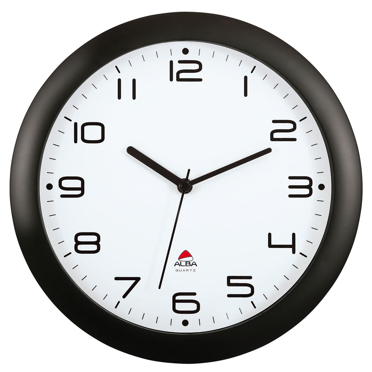 ALBA 12" Black Silent Wall Clock, Quartz Mechanism, Black (HORNEWN)
