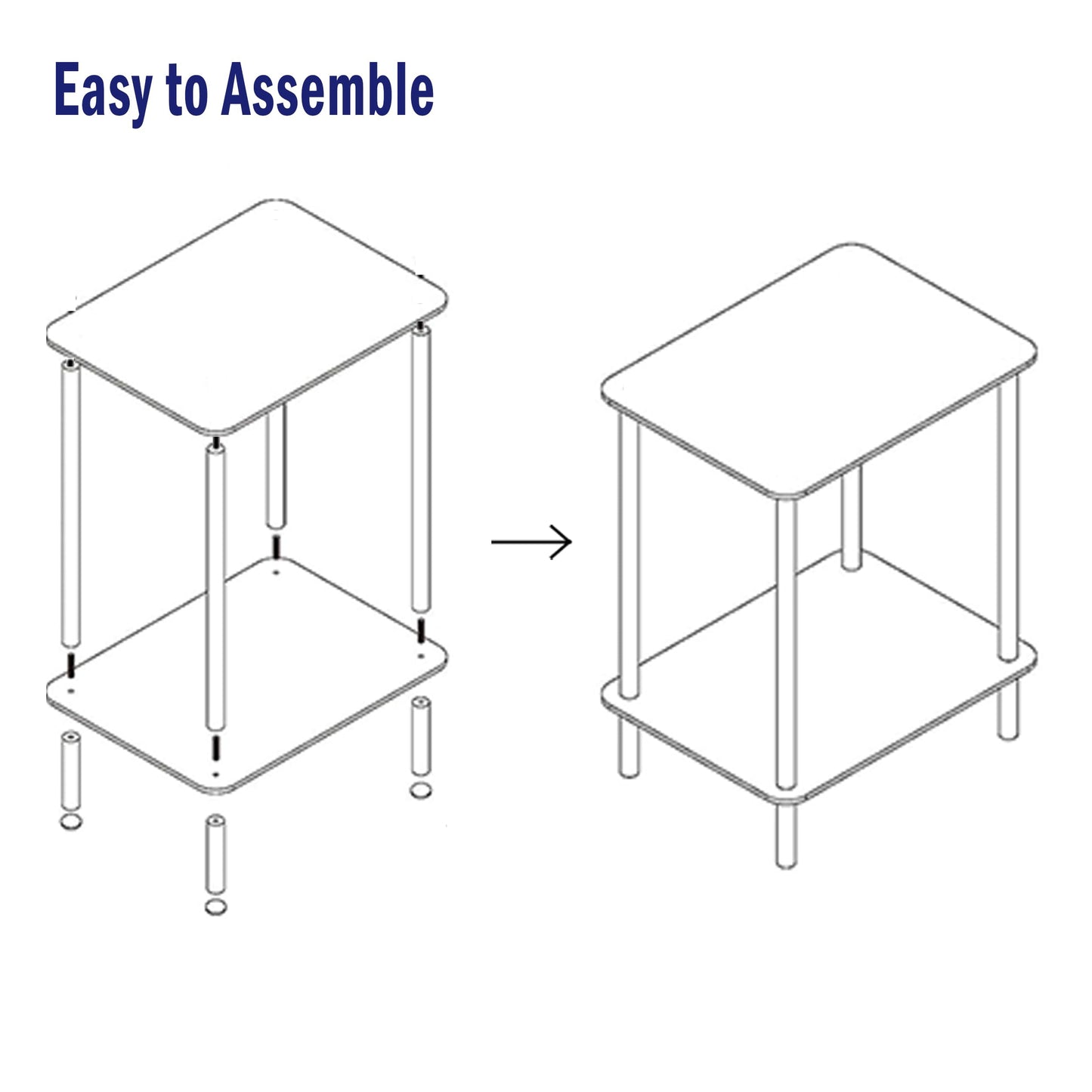 Tempered Glass Side Tables Set of 2 Acrylic End Table with 2 Storage Shelve transparent Bedside simplicity clear 2-Tier Nightstands small Spaces Office Bedroom Living Room Study Transparent ET-008TR