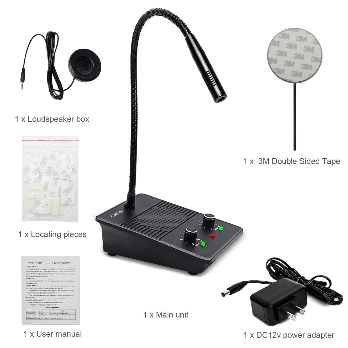 CallToU Window Speaker Intercom System,Dual Way Anti-Interference Intercommunication Microphone Talk Through Glass Window,for Business,Bank,Office,Hospital,Counter,Store,Station,School and More
