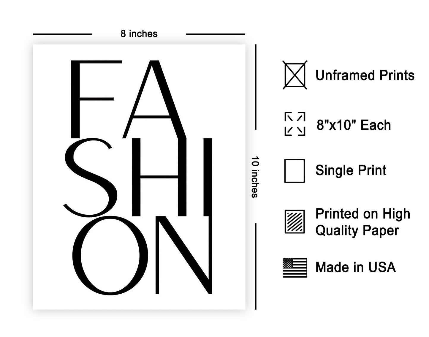 Poster Master Fashion Poster - Typography Print - Trendy Wall Art - Modern Art - Gift for Men, Women & Fashionista - Minimal Wall Decor for Living Room, Bedroom or Office - 8x10 UNFRAMED Wall Art