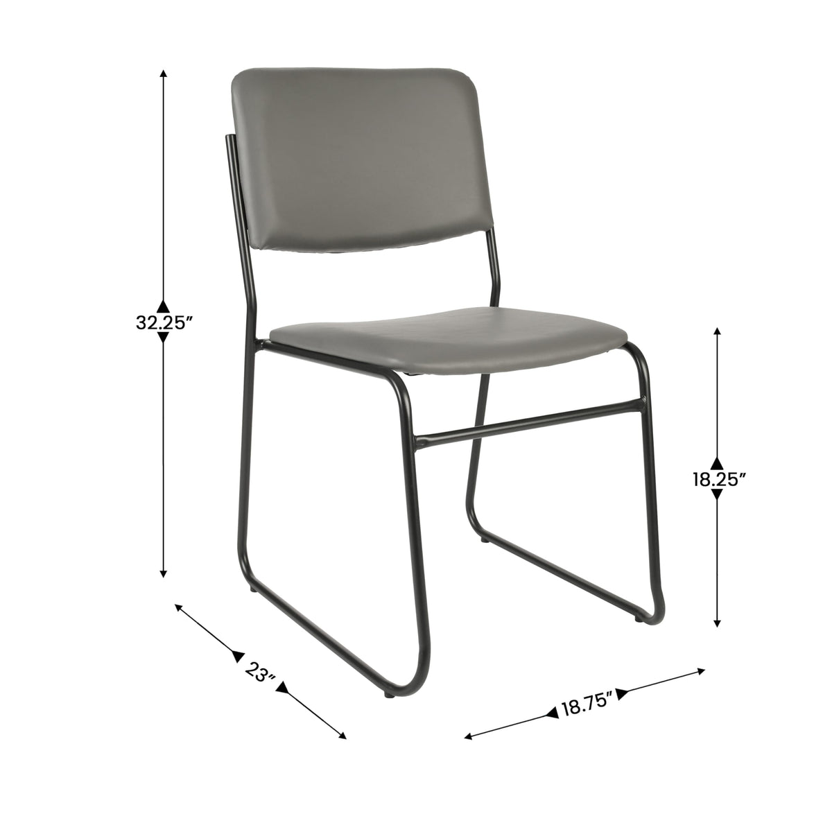 Flash Furniture Hercules Series High Density Vinyl Stacking Chairs for Waiting Rooms and Offices, Lobby Chairs with Padded Seats and Frames, Set of 5, Gray