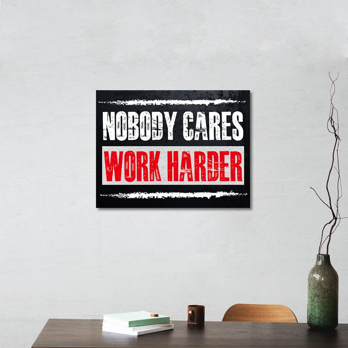 Gwisml Nobody Cares Work Harder Inspirational Canvas Wall Art,Motivational Quotes Canvas Frame Painting Prints Posters Artwork For Home Office Wall Decor