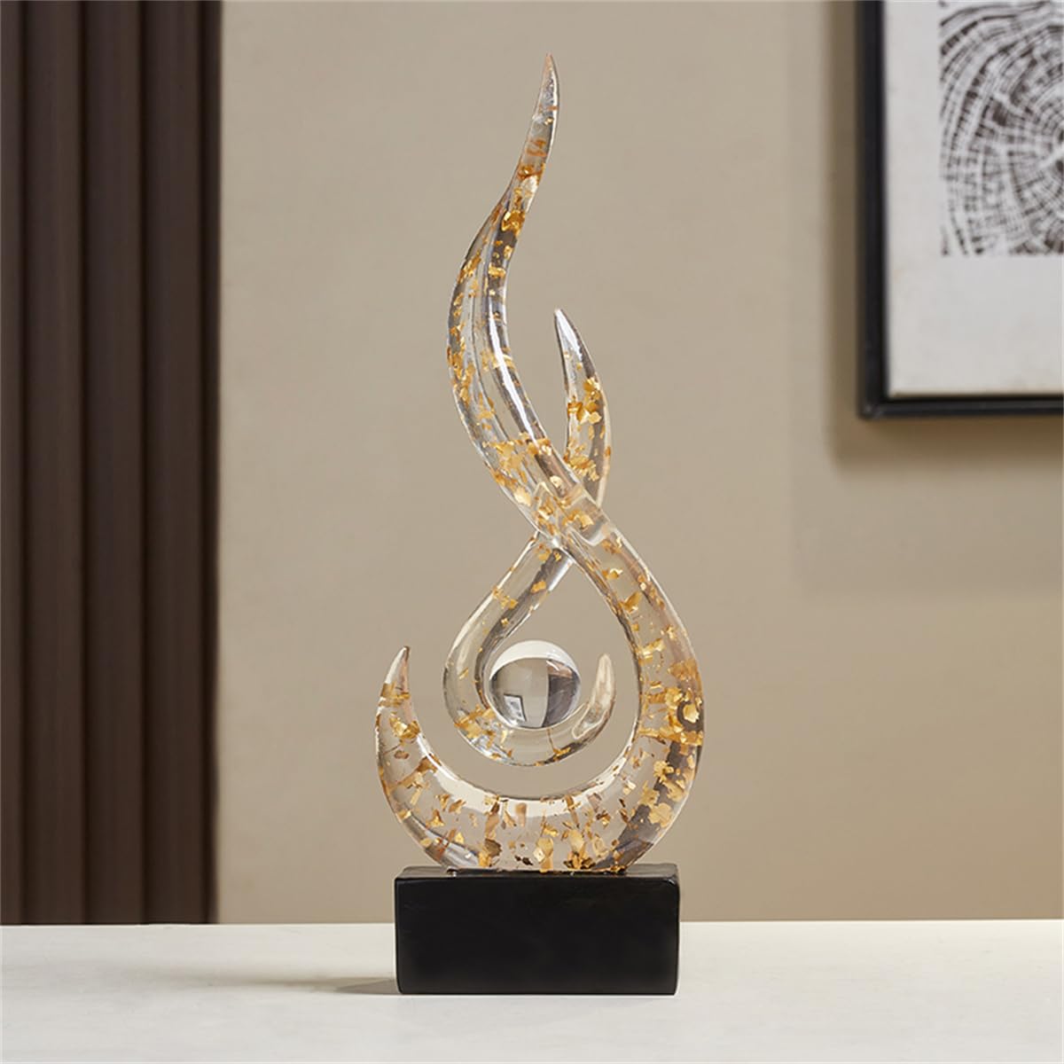 AWNR Abstract Art Deco Decor Statues for Home,Shelves,Table,Living Room, Dining Room,Modern Sculpture Decoraciones of Homes for Sale (Transparent Gold)