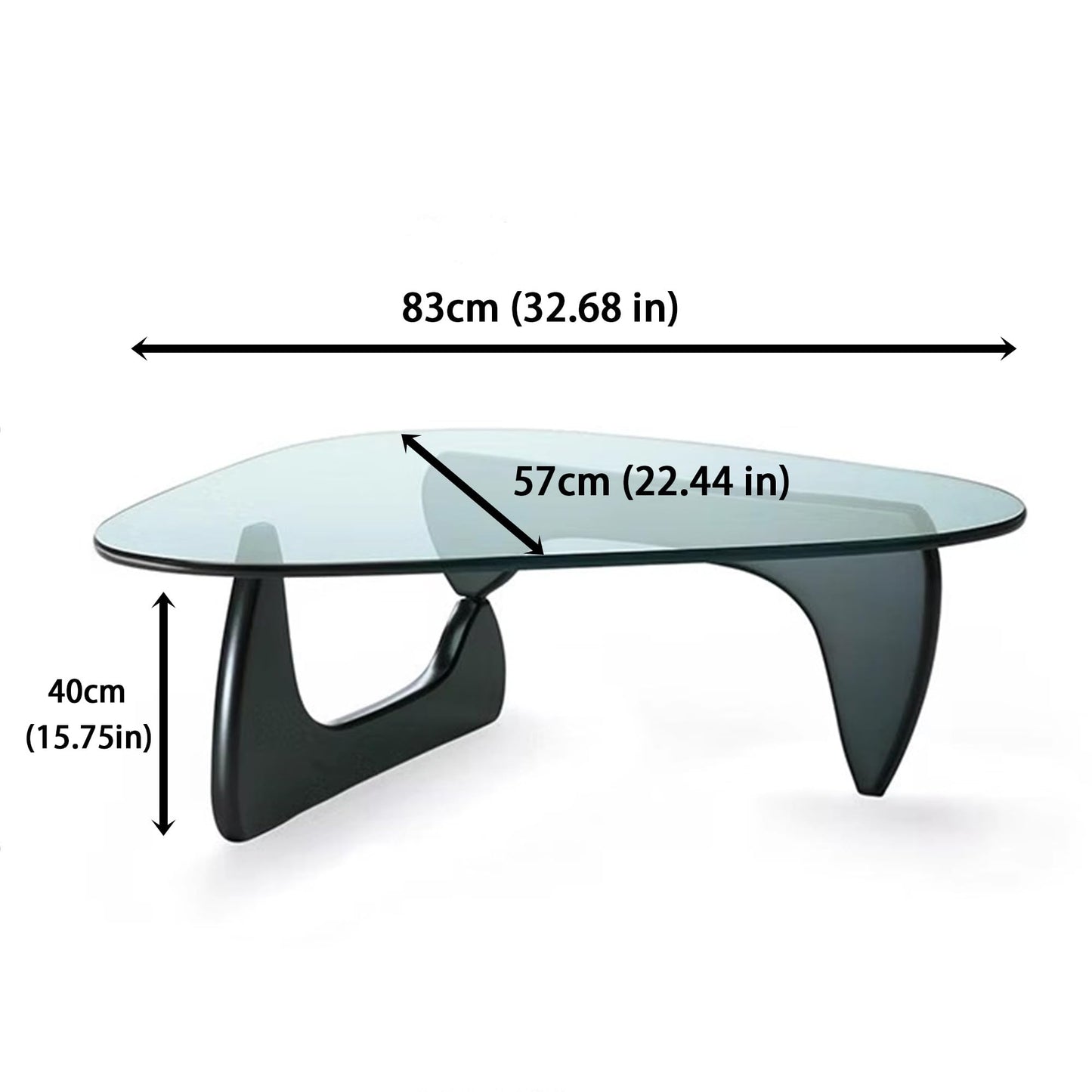 EASYSOUL Modern Glass Coffee Table, 32.68" D x 22.44" W x 15.75" H, Abstract Round Tea Tables for Living Room Home Office Industrial Cocktail Tables (Black-Clear Glass, 32.68")