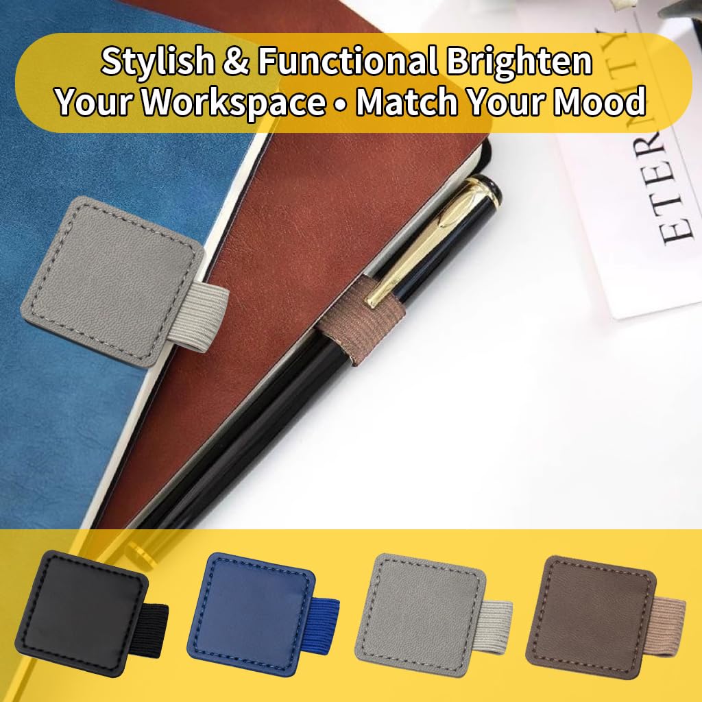 8-Pack Square & Heart Self-Adhesive Elastic Pen Loop Holders – Sticky Pen Holders for Notebook, Bible, Planner, Journal, Diary & Sketchbook – Elastic Design, 8 Colors Included